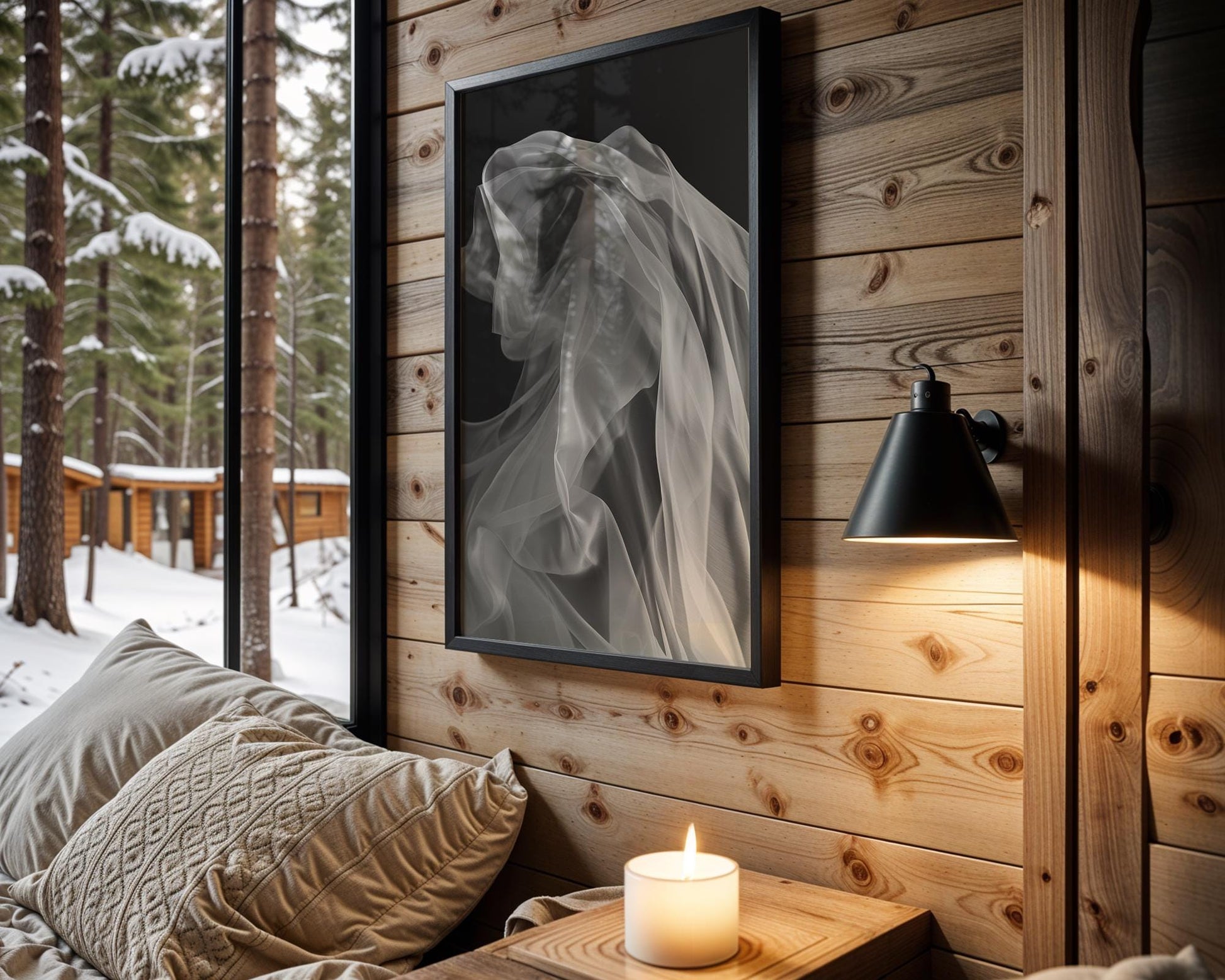 Abstract White Fabric Waves Print | Minimalist Scandi Wall Art abstract wall art print, geometric minimalist poster, modern Scandinavian decor, Monohaus