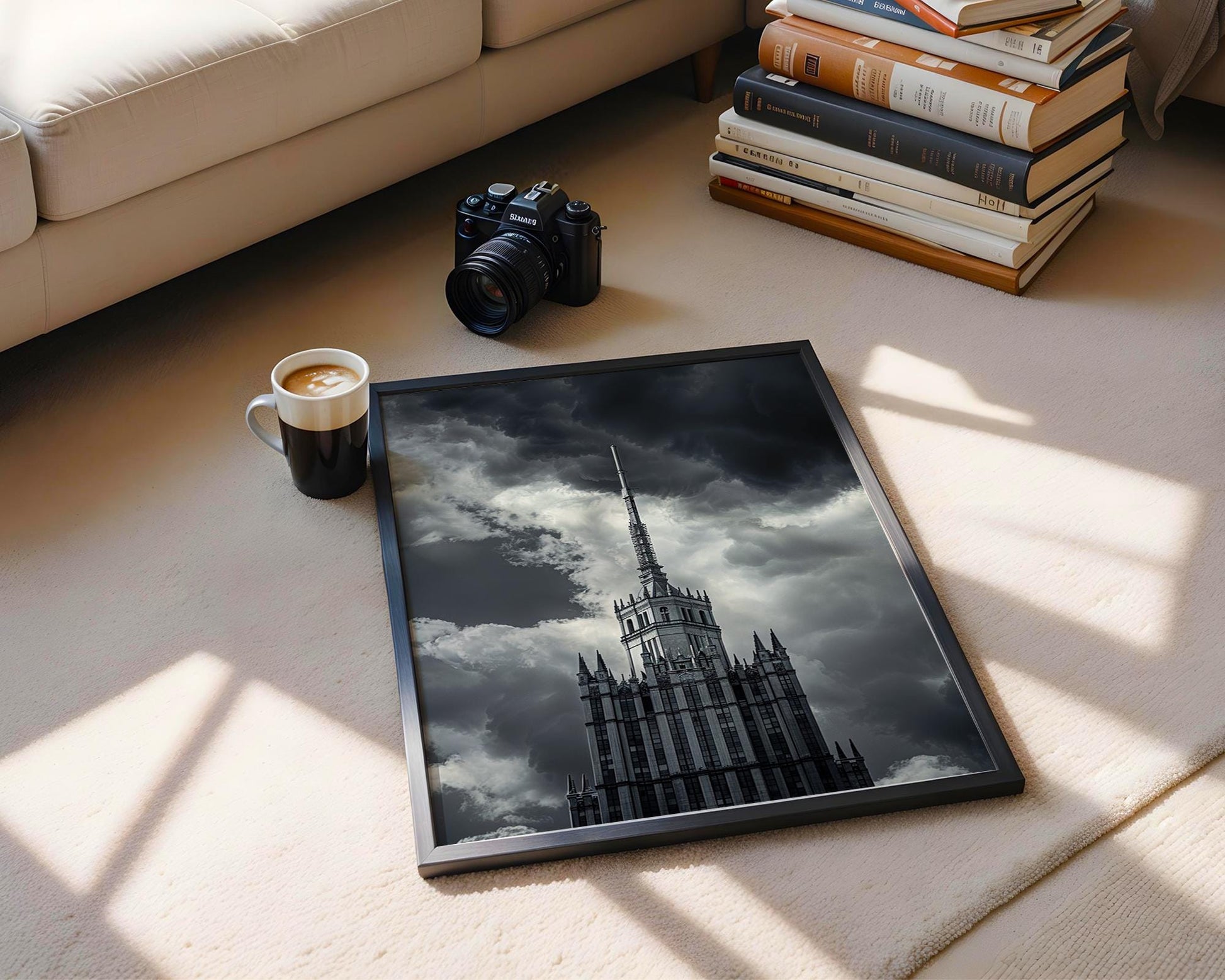 World Landmark | Moscow Seven Sisters Tower | Soviet Architecture Photography wall art print, black and white architectural poster, minimalist modern Scandinavian wall decor, Monohaus