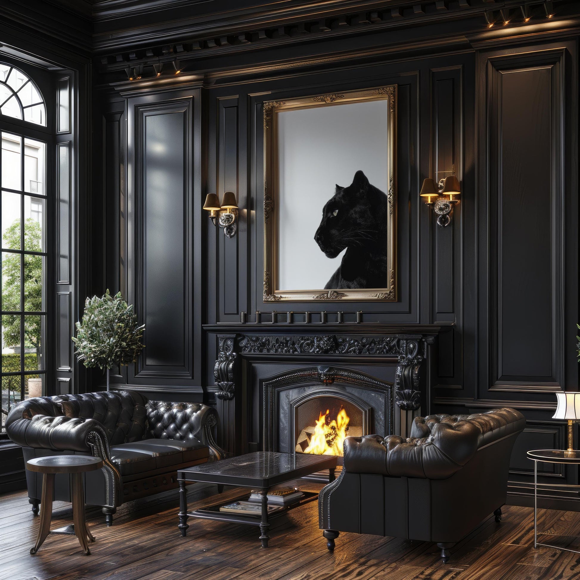 Designer Wall Art | Black Panther Print | Minimalist Animal Art, Monochrome Poster wall art print, minimalist black and white poster, modern Scandinavian wall decor, Monohaus