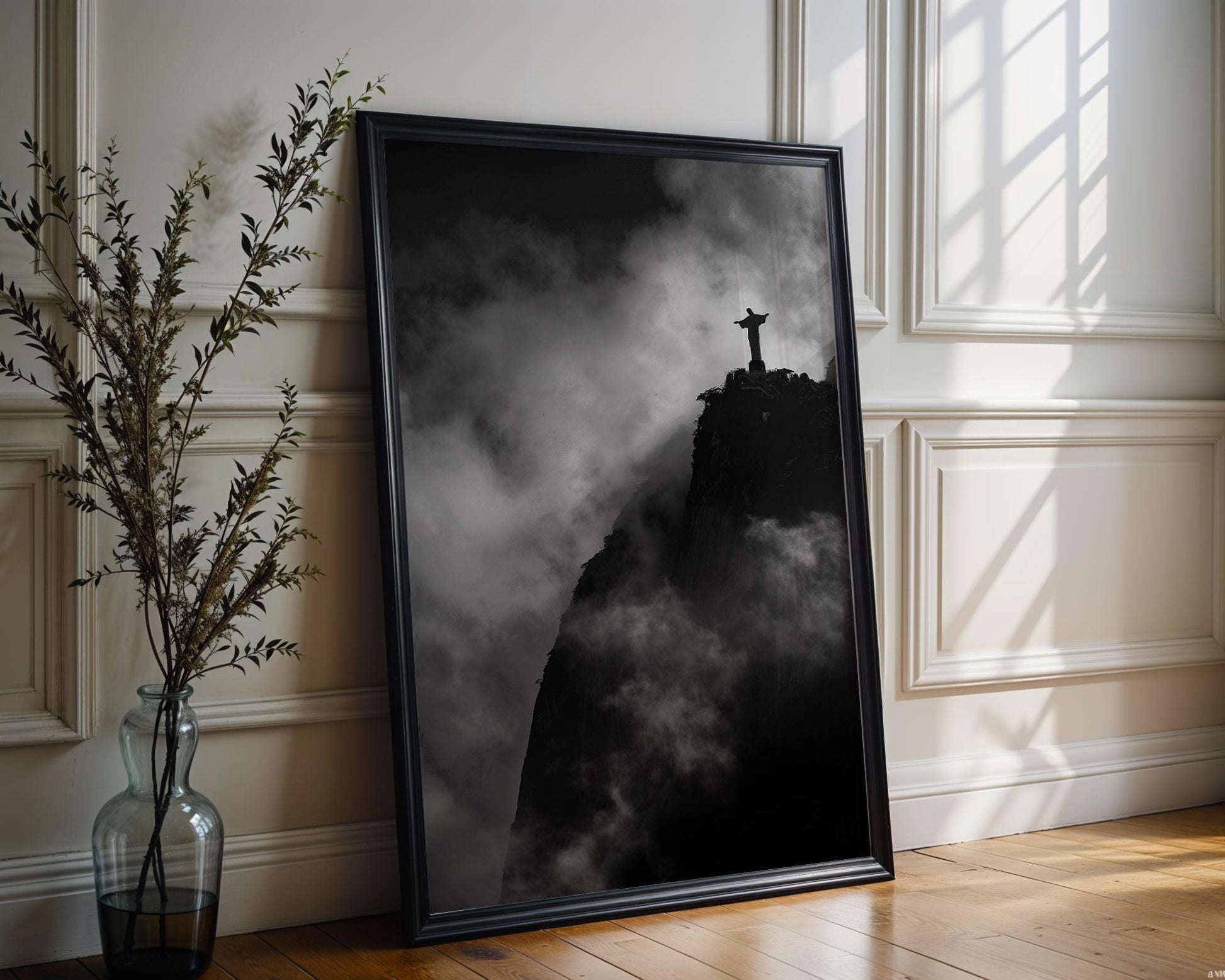 World Landmark | Christ the Redeemer Print | Black and White Rio de Janeiro Photography wall art print, minimalist black and white poster, modern Scandinavian wall decor, Monohaus