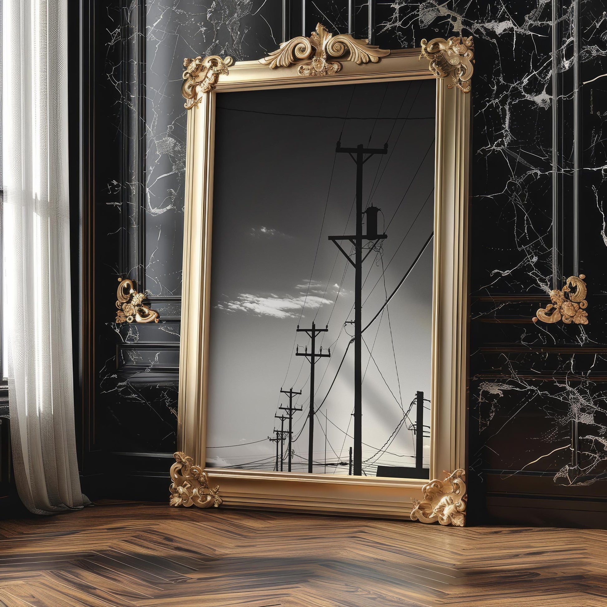 Urban Photography | Power Lines Print | Black and White Photography, Industrial Decor abstract wall art print, geometric minimalist poster, modern Scandinavian decor, Monohaus