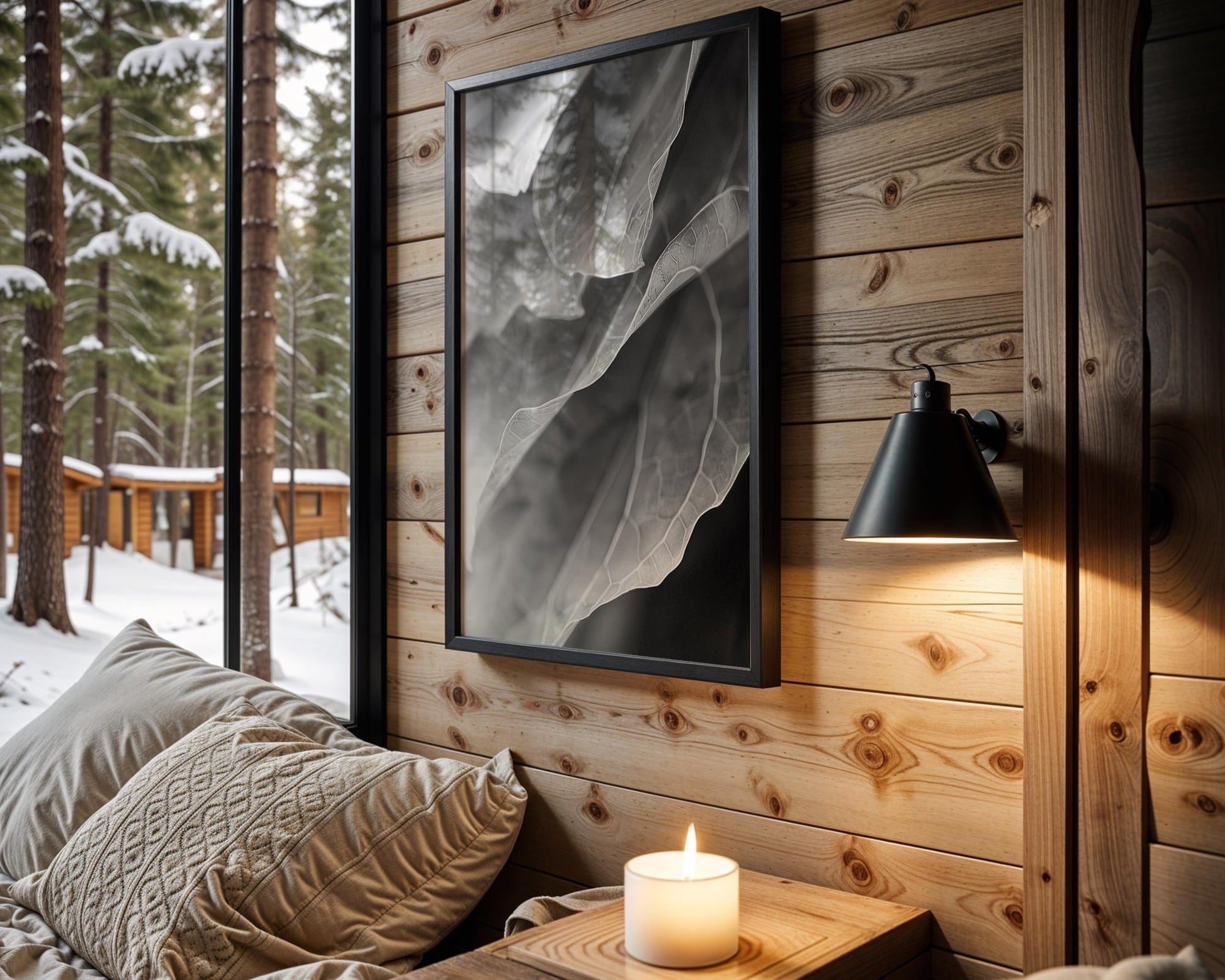 Botanical Photo | Abstract Leaf Macro Photography Print | Black & White Minimal abstract wall art print, geometric minimalist poster, modern Scandinavian decor, Monohaus