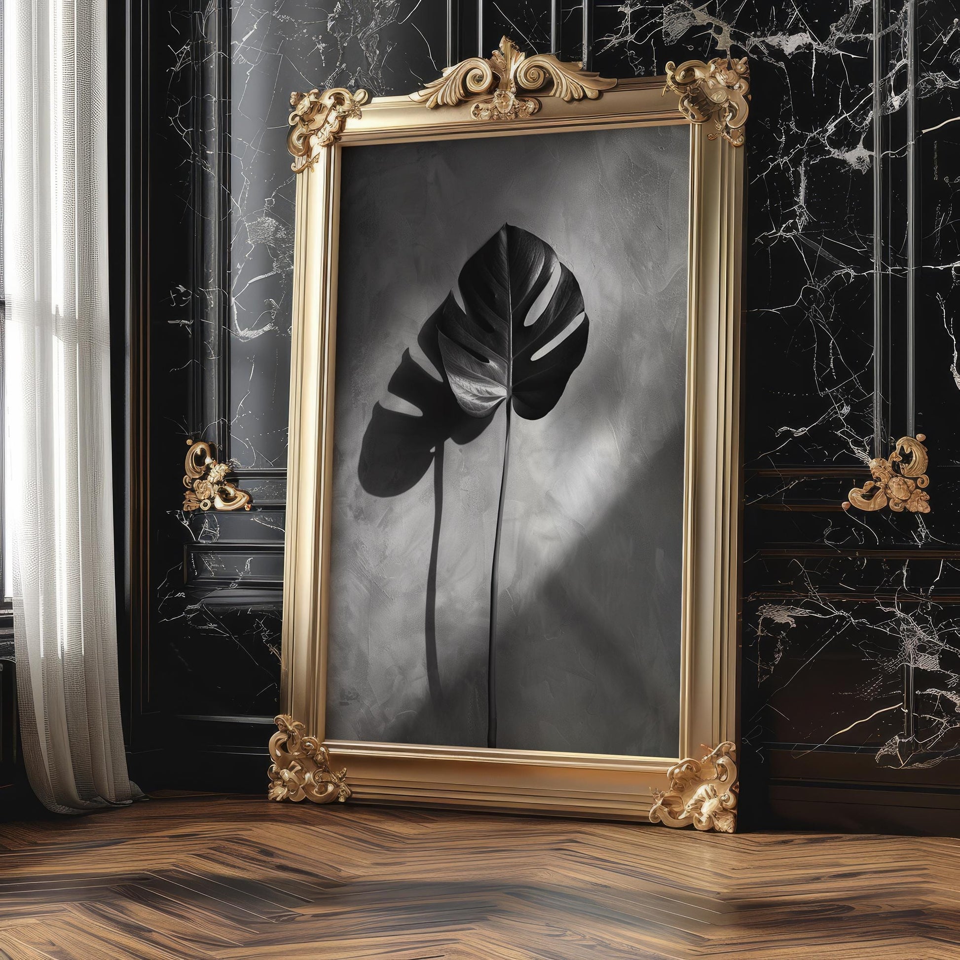 Botanical Photo | Monstera Leaf Print | Black and White Minimalist Wall Art wall art print, minimalist black and white poster, modern Scandinavian wall decor, Monohaus