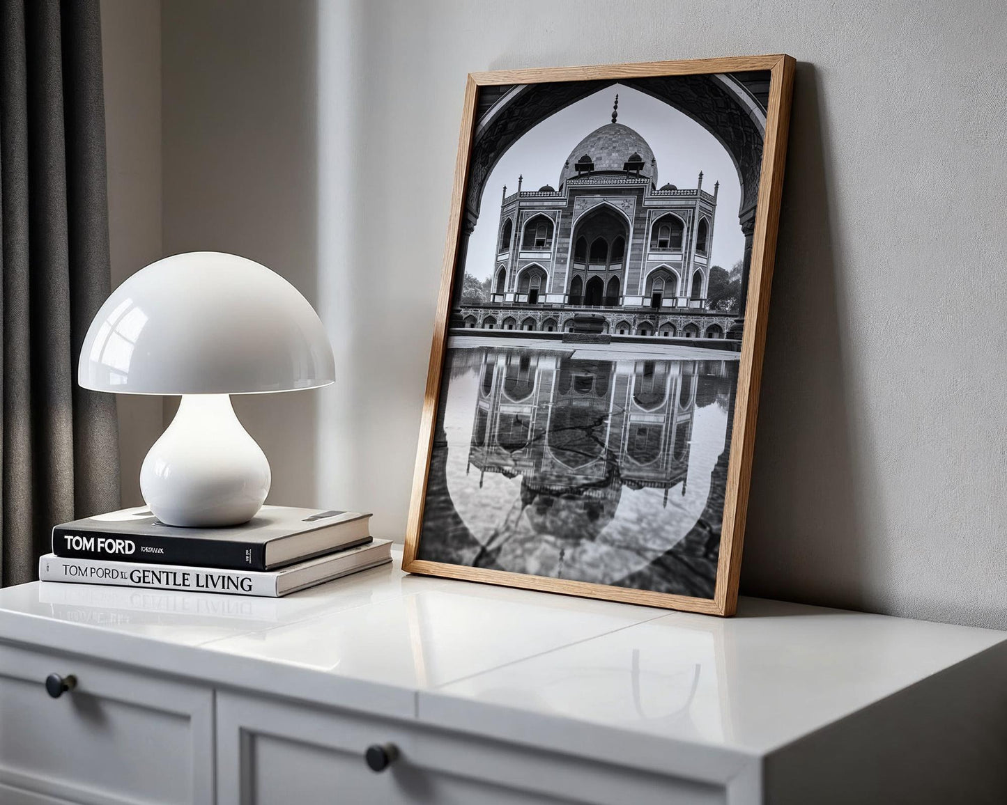 World Landmark | Humayun's Tomb Black and White Architecture Print | Indian Monument Wall Art wall art print, black and white architectural poster, minimalist modern Scandinavian wall decor, Monohaus