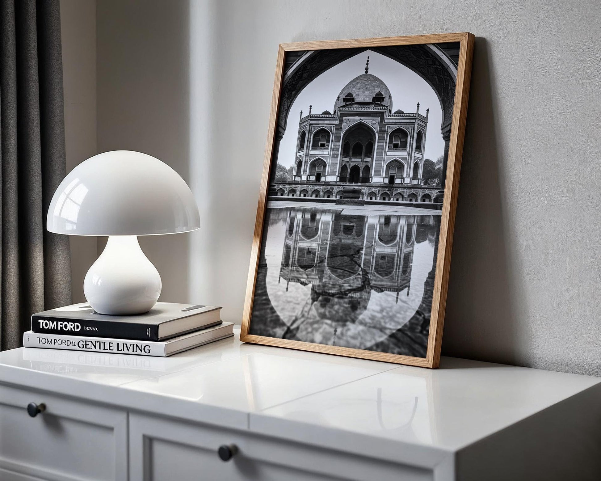 World Landmark | Humayun's Tomb Black and White Architecture Print | Indian Monument Wall Art wall art print, black and white architectural poster, minimalist modern Scandinavian wall decor, Monohaus