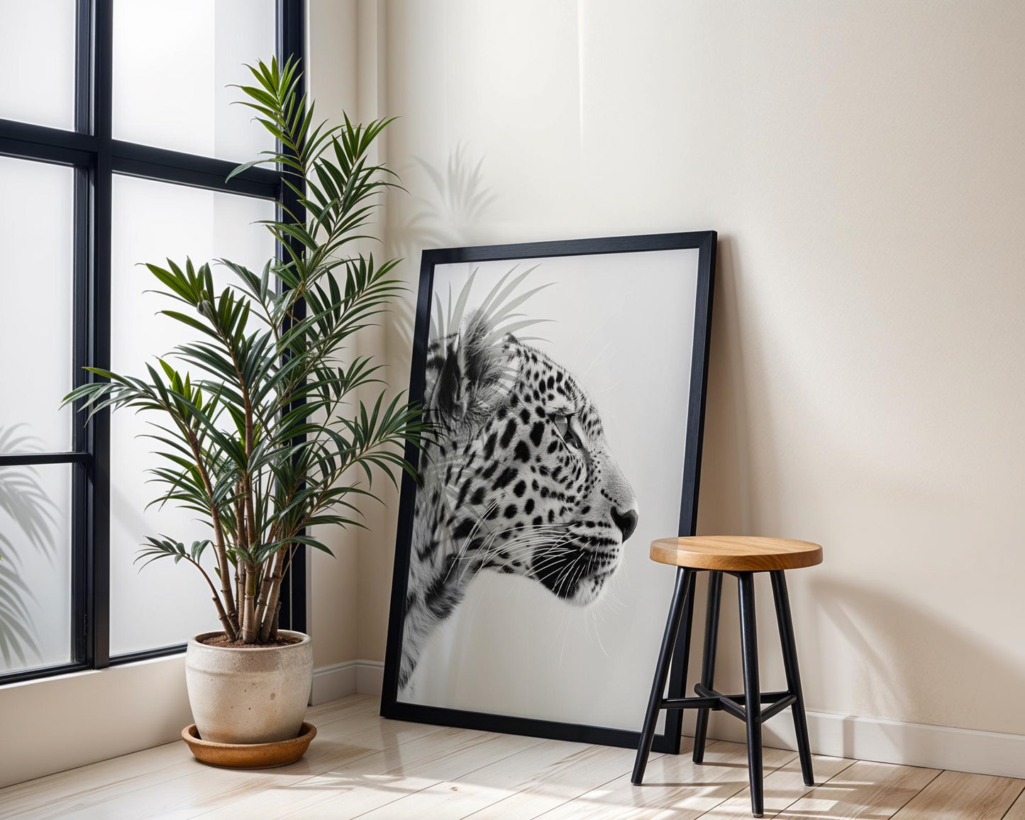 Wildlife Poster | Leopard Profile Art Print | Minimalist Black & White Photography wall art print, minimalist black and white poster, modern Scandinavian wall decor, Monohaus