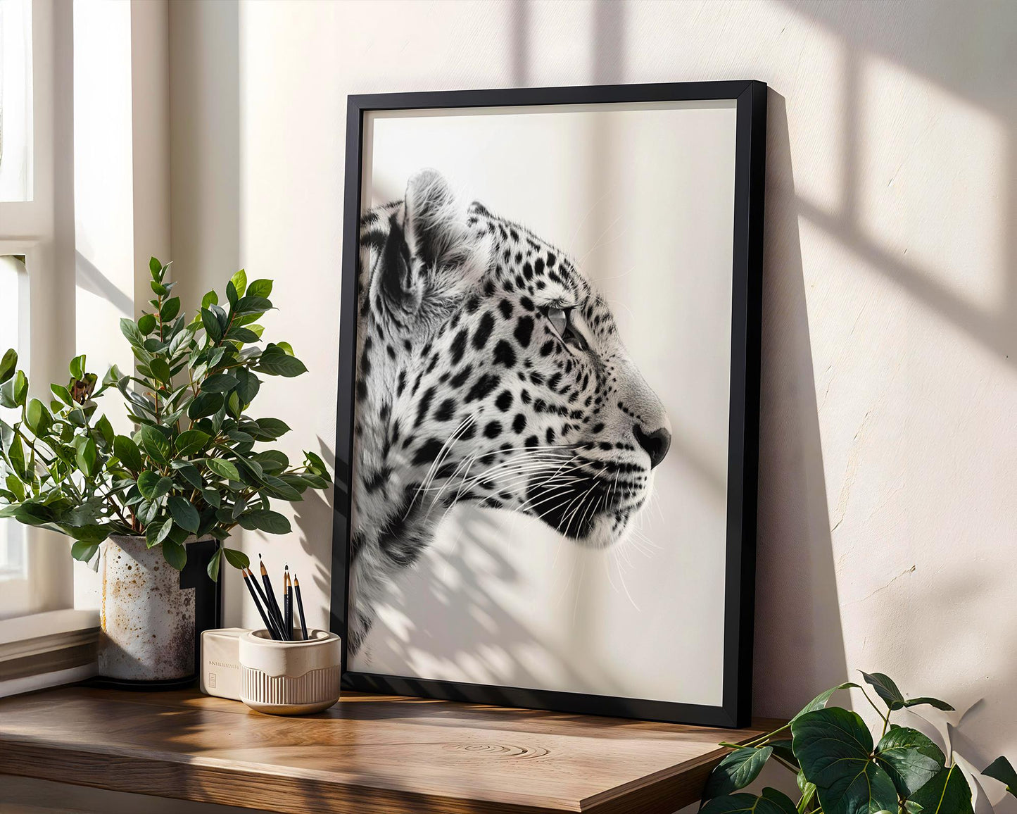 Wildlife Poster | Leopard Profile Art Print | Minimalist Black & White Photography wall art print, minimalist black and white poster, modern Scandinavian wall decor, Monohaus