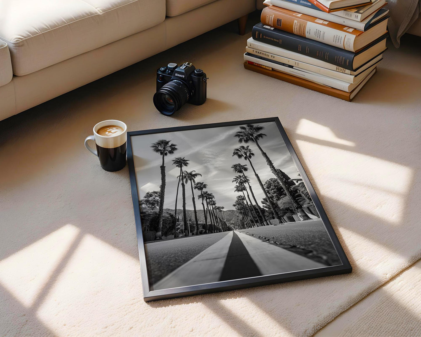 World Landmark | Beverly Hills Palm Tree Print | Black and White Los Angeles Photography wall art print, minimalist black and white poster, modern Scandinavian wall decor, Monohaus