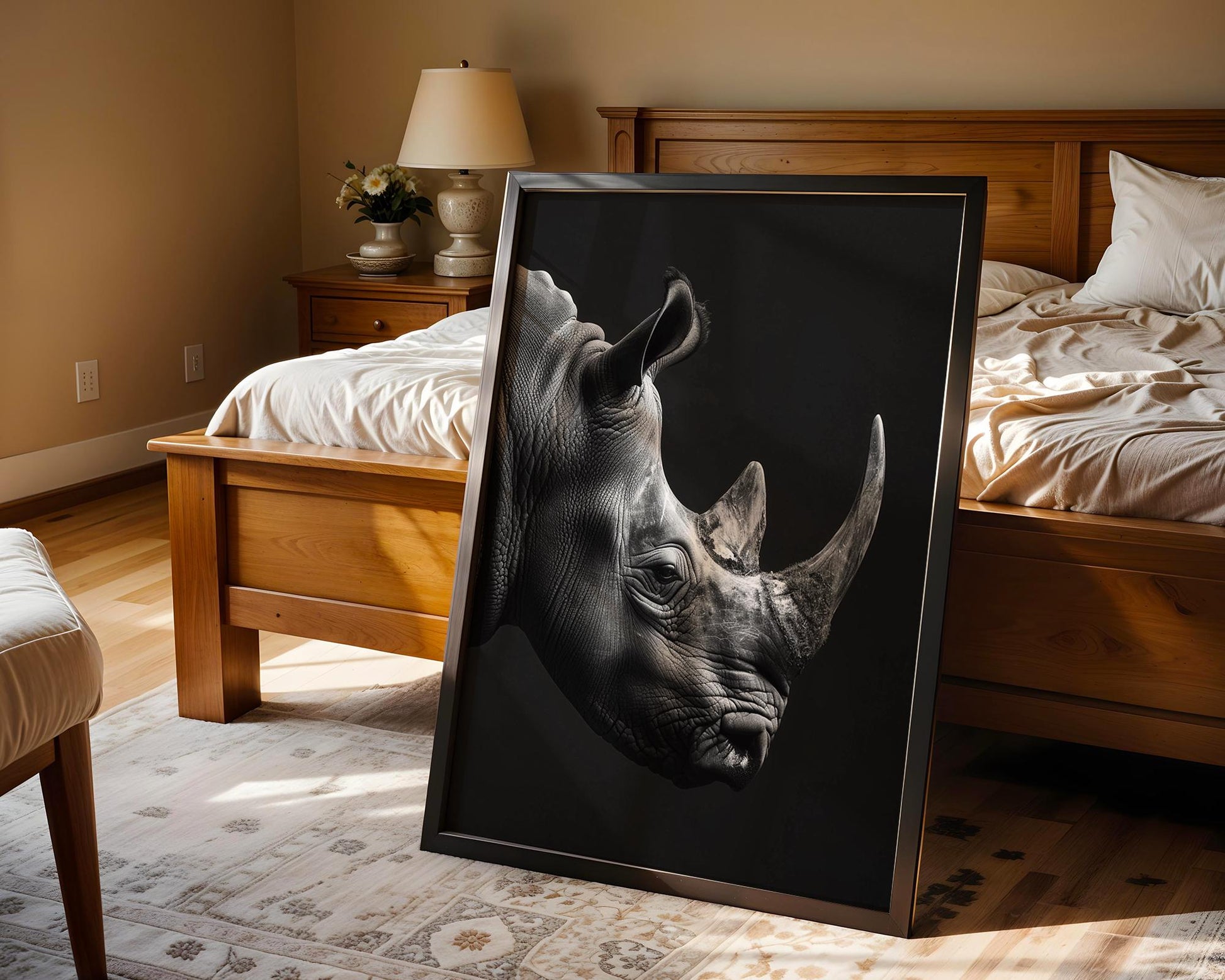 Wildlife Poster | Rhino Print | Minimalist Black & White Safari Photography wall art print, minimalist black and white poster, modern Scandinavian wall decor, Monohaus