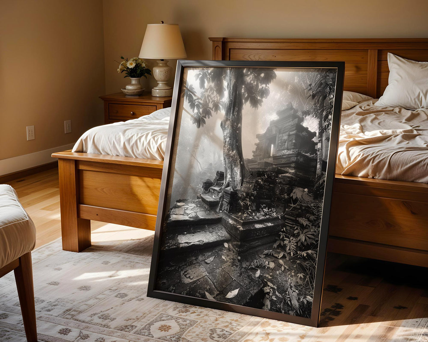 World Landmark | Ta Prohm Temple Print | Angkor, Cambodia Black & White Photography wall art print, minimalist black and white poster, modern Scandinavian wall decor, Monohaus