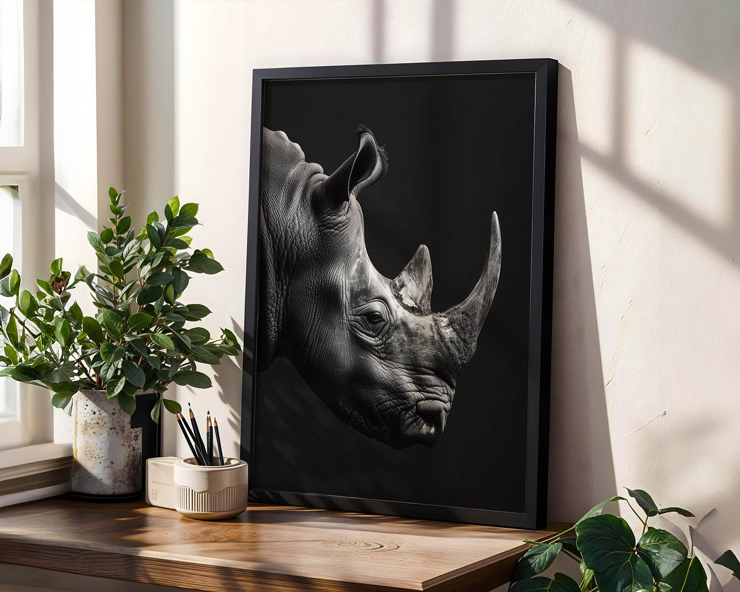 Wildlife Poster | Rhino Print | Minimalist Black & White Safari Photography wall art print, minimalist black and white poster, modern Scandinavian wall decor, Monohaus