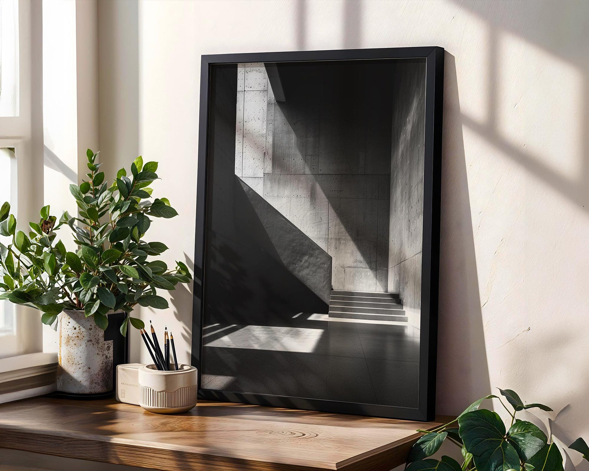 Urban Photography | Minimalist Concrete Staircase Art | Architecture Home Decor wall art print, black and white architectural poster, minimalist modern Scandinavian wall decor, Monohaus