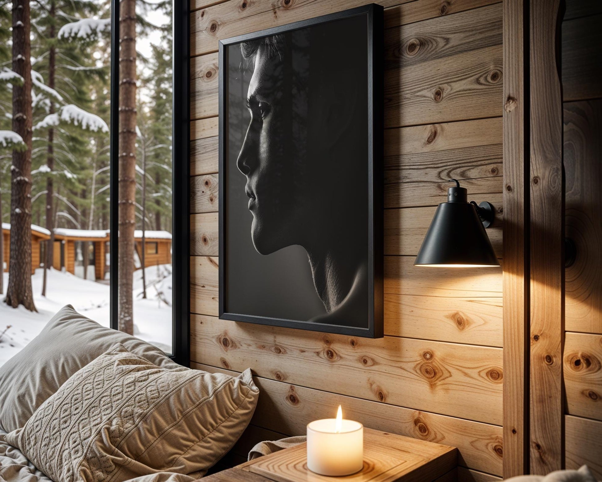 Minimal Wall Art | Black and White Male Portrait |  Monochrome Photography wall art print, minimalist black and white poster, modern Scandinavian wall decor, Monohaus