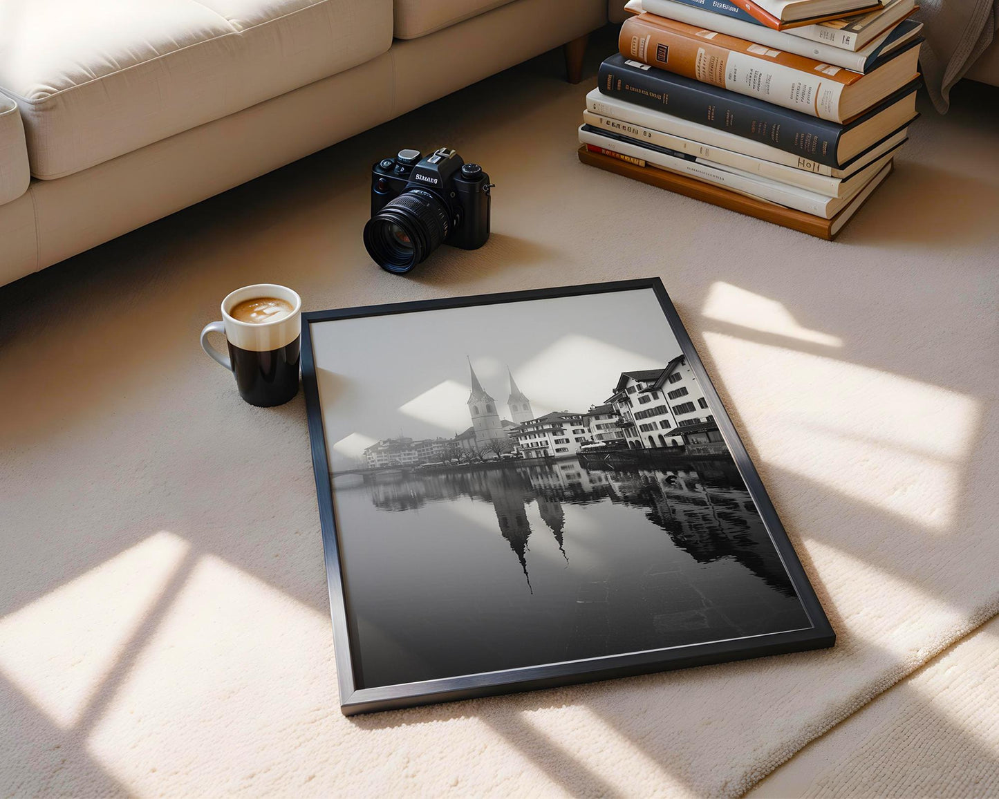 World Landmark | Zurich Twin Spires Photo Print | Black and White Switzerland Architecture