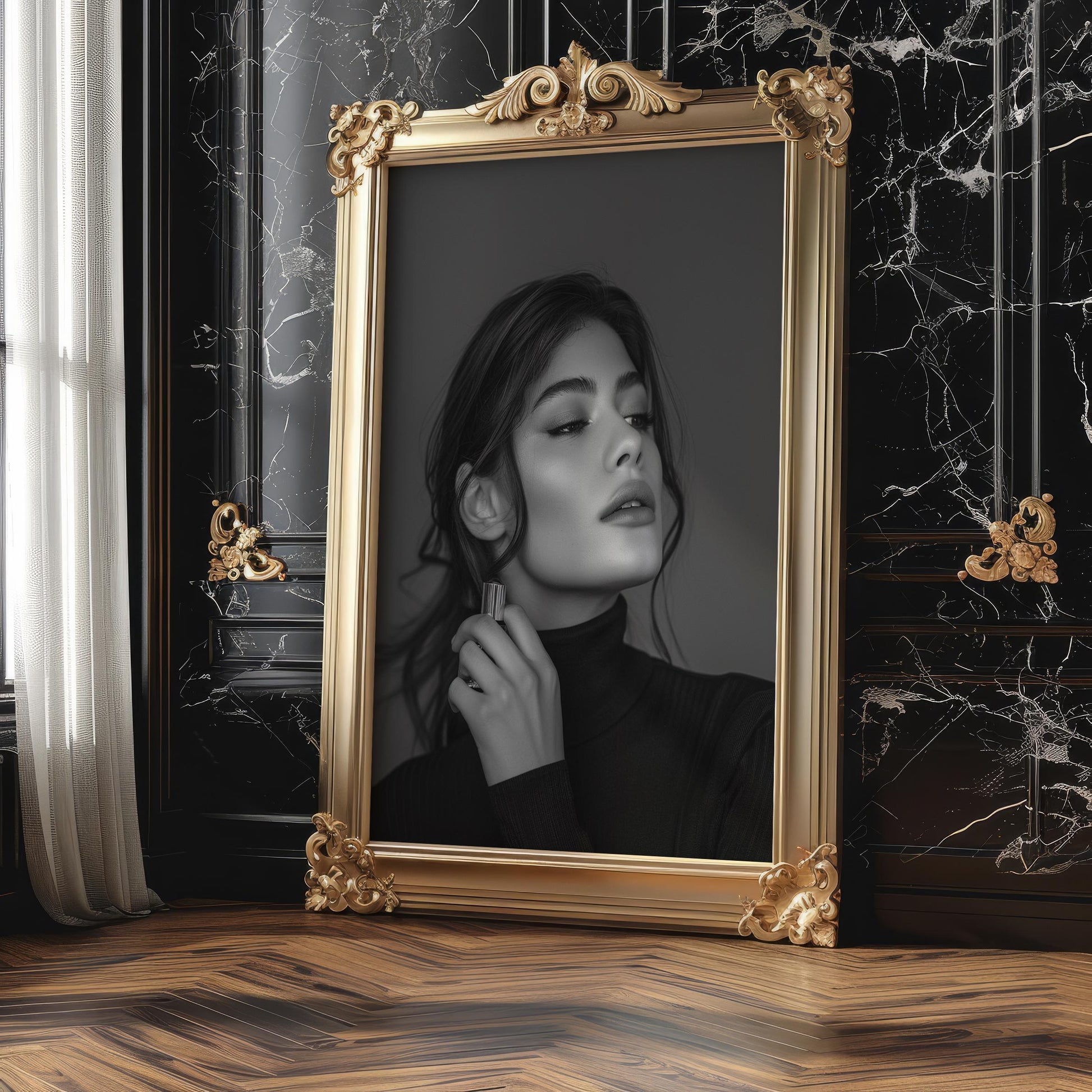 Minimal Wall Art Elegant Woman Perfume Portrait | Minimal Wall Art  for Home Decor wall art print, minimalist black and white poster, modern Scandinavian wall decor, Monohaus