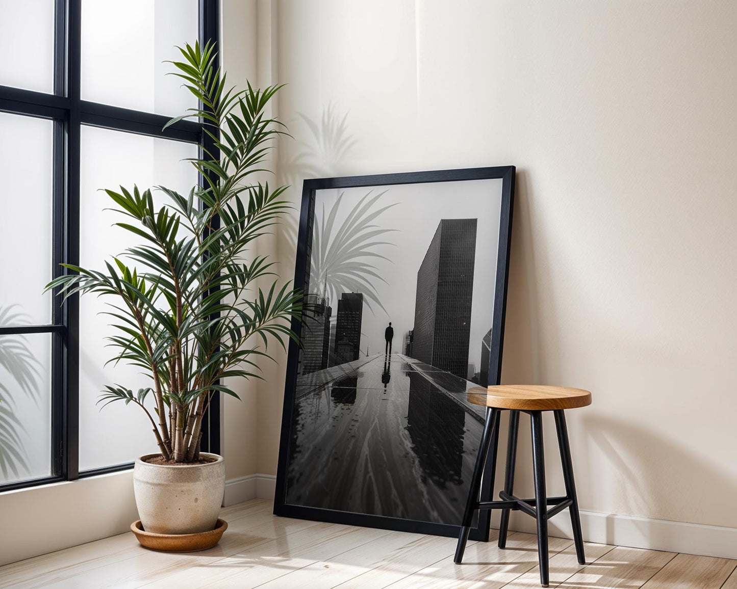 Rooftop Silhouette Photography Print | Urban Noir, Minimalist City Art wall art print, black and white architectural poster, minimalist modern Scandinavian wall decor, Monohaus