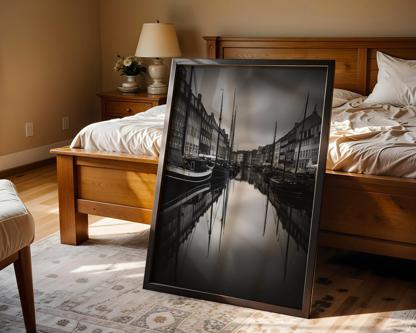 World Landmark | Copenhagen Nyhavn Canal Print | Black & White Scandinavian Wall Art wall art print, minimalist black and white poster, modern Scandinavian wall decor, Monohaus