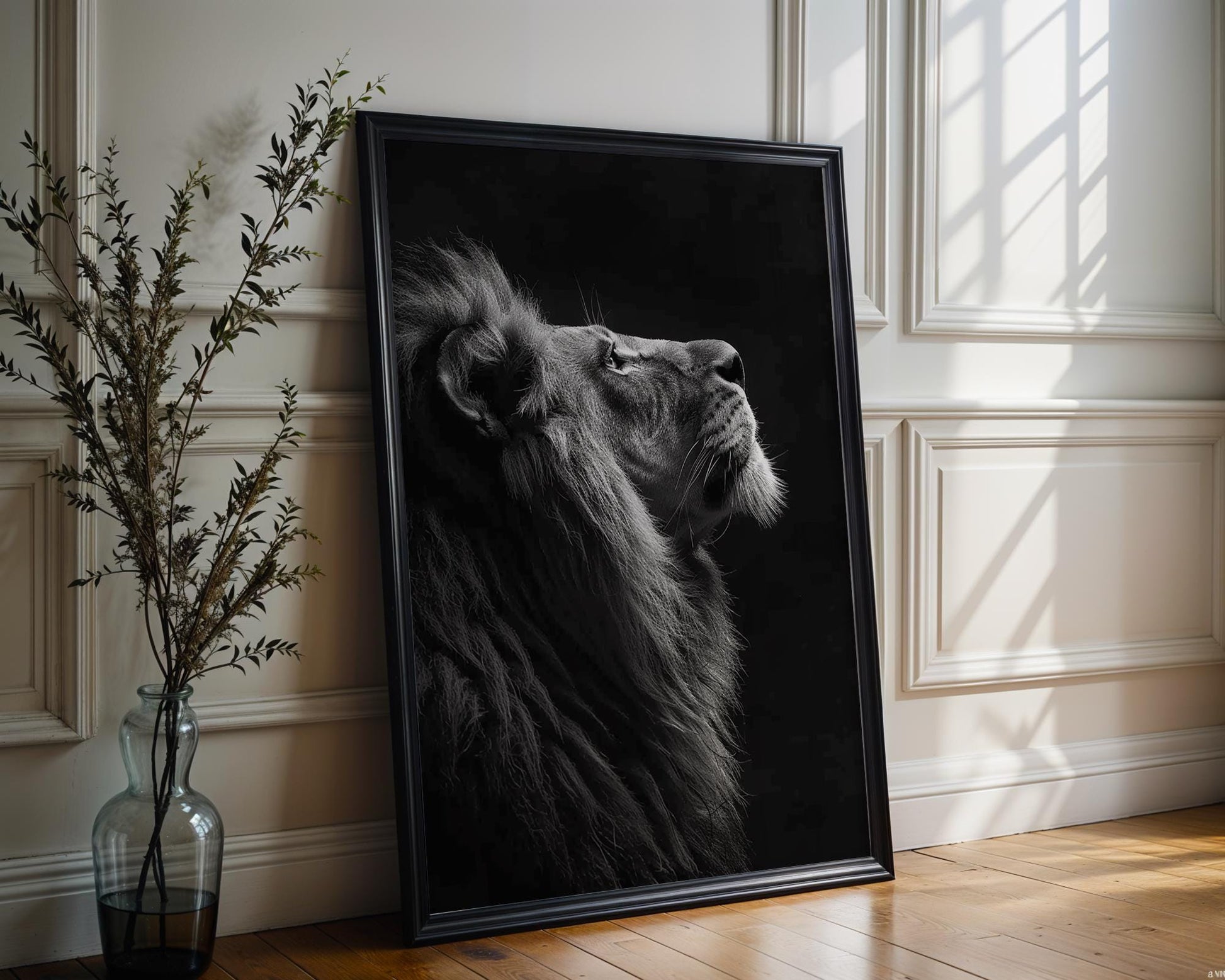 Wildlife Poster | Lion Profile Art Print | Black & White Photography, Modern Minimalist Decor wall art print, minimalist black and white poster, modern Scandinavian wall decor, Monohaus