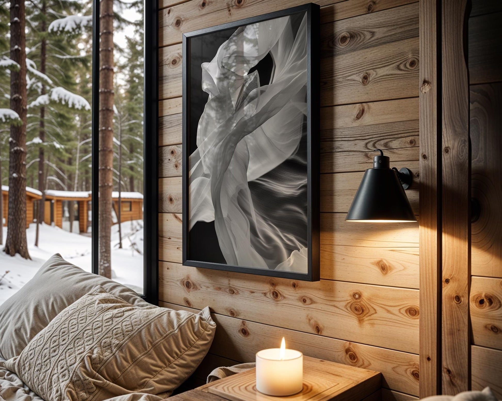 Minimal Wall Art Abstract Fabric Art Print | Monochrome Photography, Modern Home Decor abstract wall art print, geometric minimalist poster, modern Scandinavian decor, Monohaus