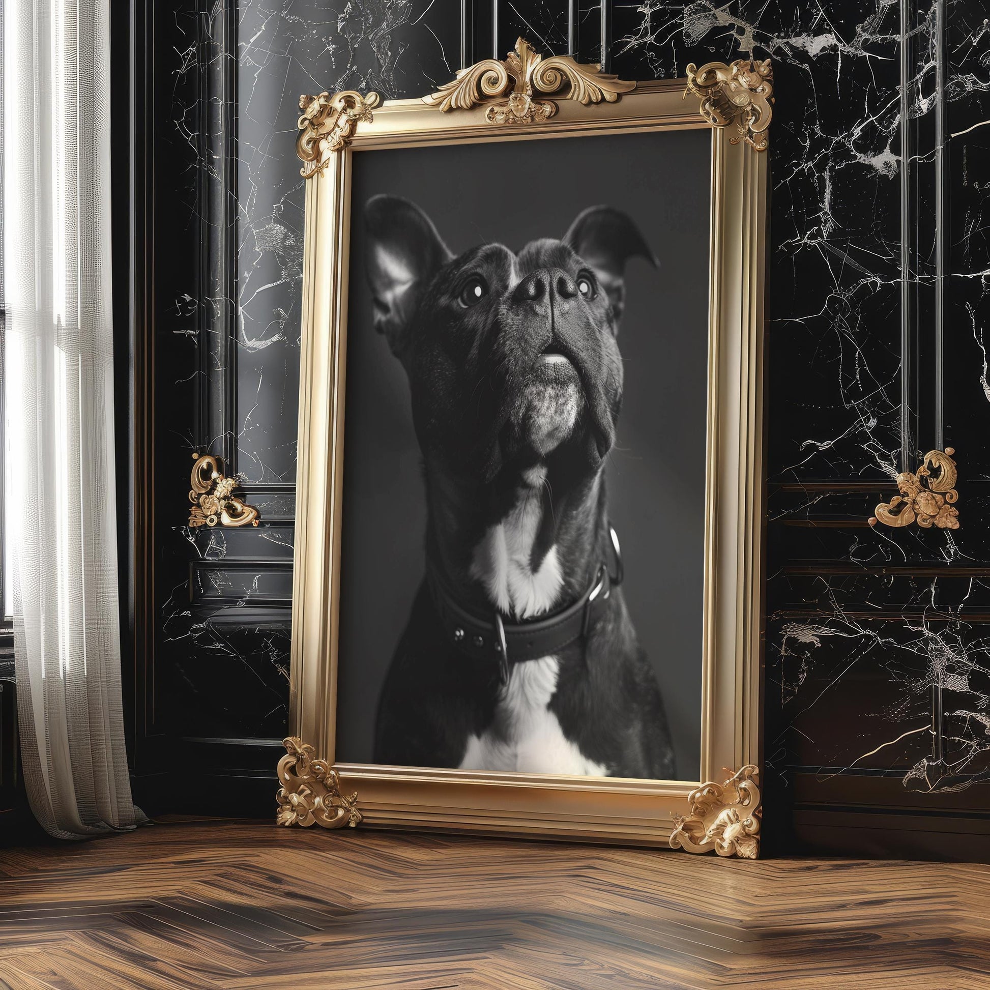 Dog Photography Pit Bull Puppy Photo Print | Whimsical Pet Poster, Modern Farmhouse Art wall art print, minimalist black and white poster, modern Scandinavian wall decor, Monohaus