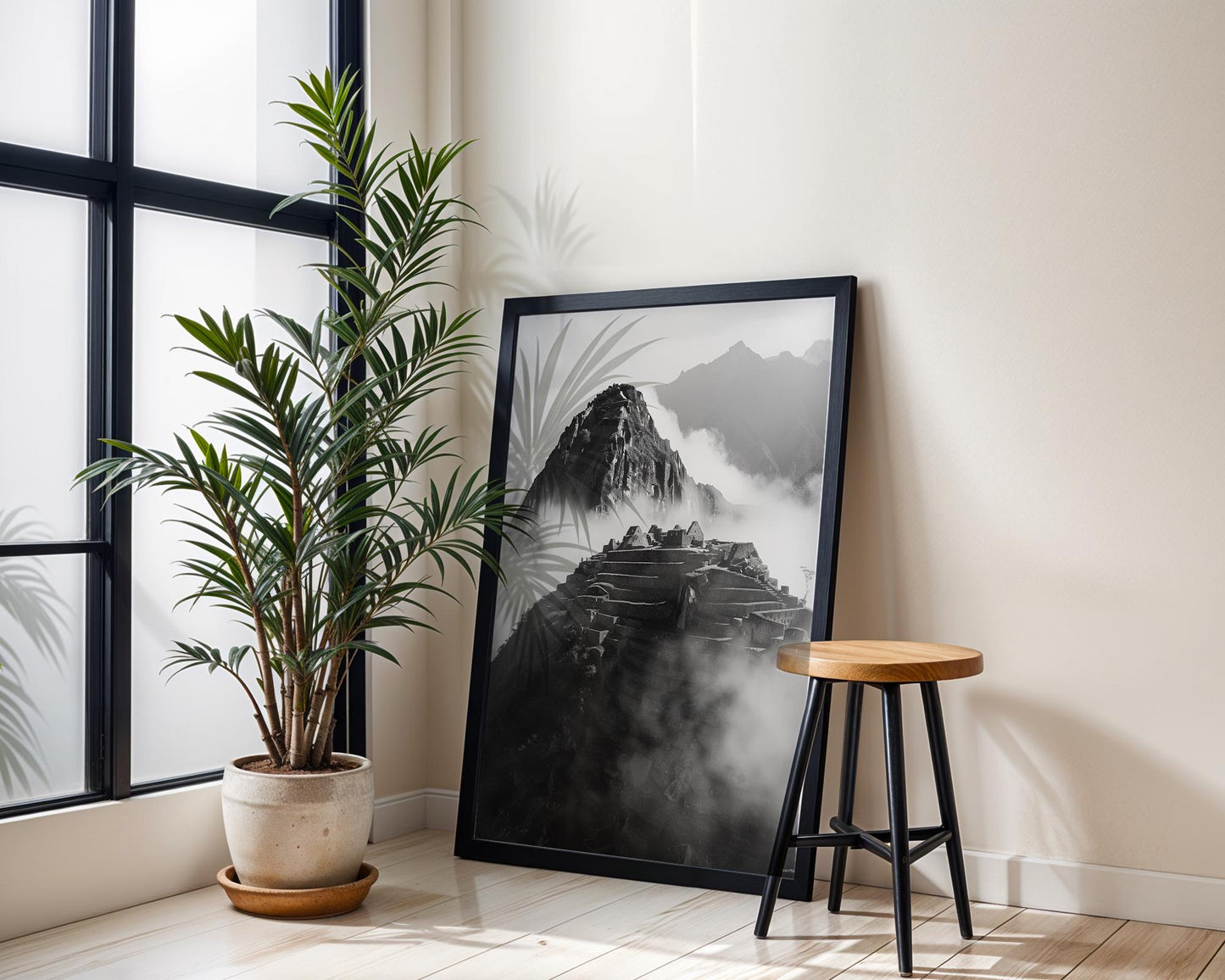 World Landmark | Machu Picchu Print | Black and White Mountain Photography, Peru Travel Poster wall art print, minimalist black and white poster, modern Scandinavian wall decor, Monohaus