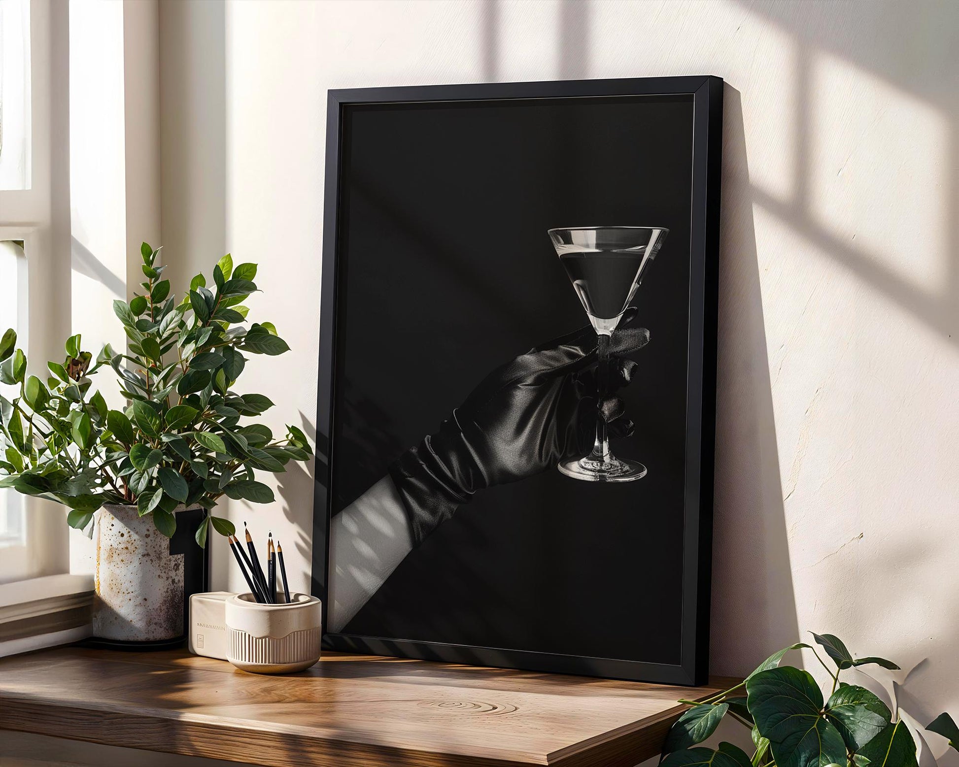 Minimal Wall Art Martini Art Print | Black and White Glamour Photography wall art print, minimalist black and white poster, modern Scandinavian wall decor, Monohaus