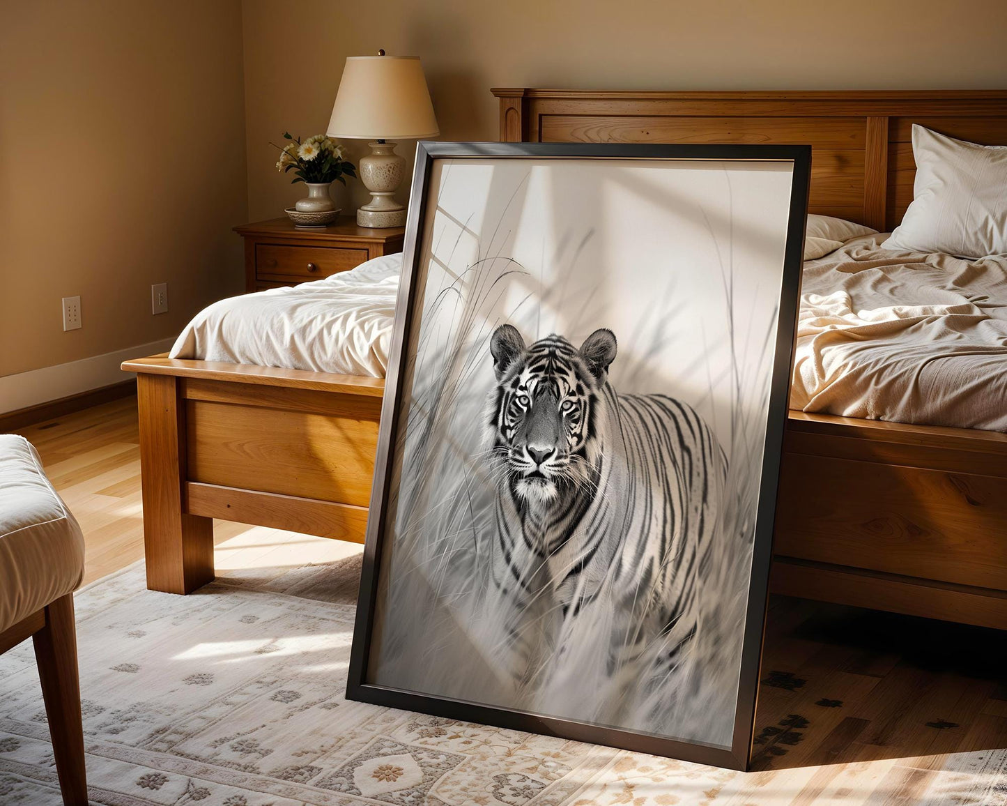 Wildlife Poster | Tiger Photography Print • Black & White Safari  Art wall art print, minimalist black and white poster, modern Scandinavian wall decor, Monohaus