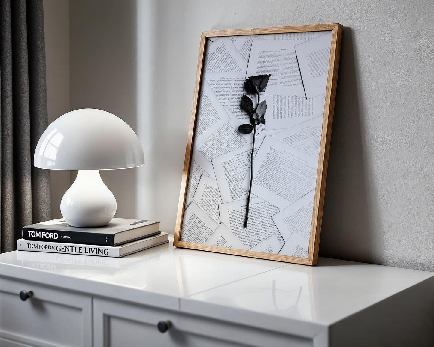 Black Rose Photography Print | Dark Academia, Literary Wall Art wall art print, minimalist black and white poster, modern Scandinavian wall decor, Monohaus
