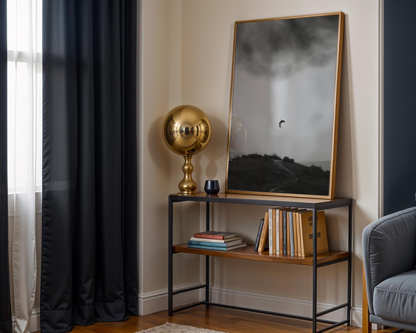 Designer Wall Art | Minimalist Falling Figure Print | Black & White Modern Poster wall art print, minimalist black and white poster, modern Scandinavian wall decor, Monohaus