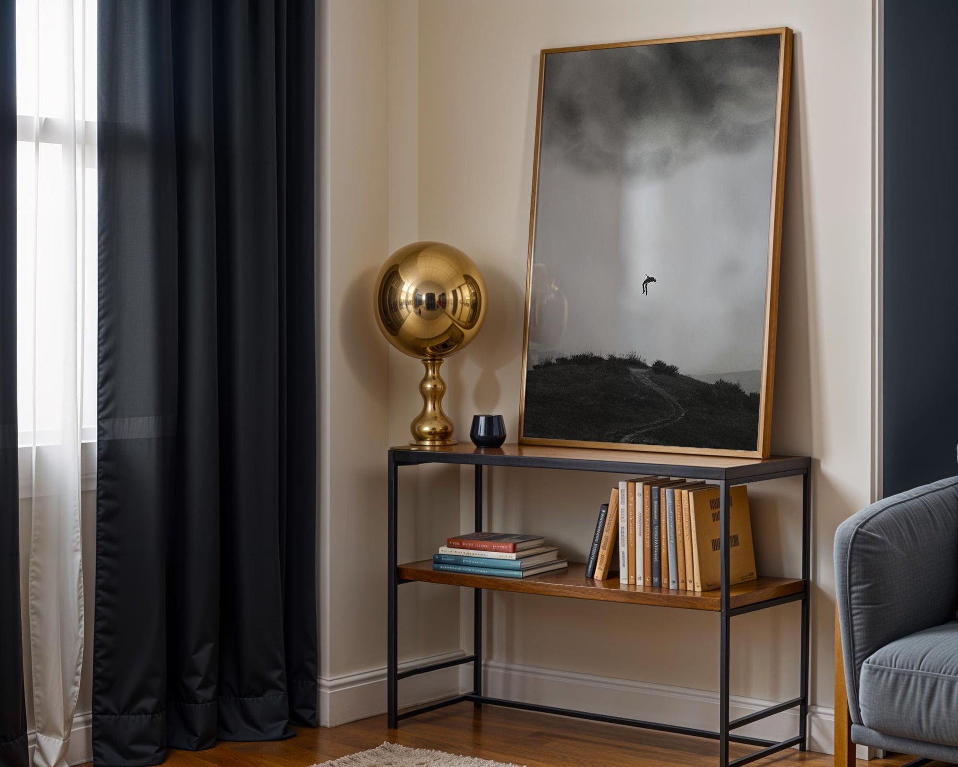 Designer Wall Art | Minimalist Falling Figure Print | Black & White Modern Poster wall art print, minimalist black and white poster, modern Scandinavian wall decor, Monohaus