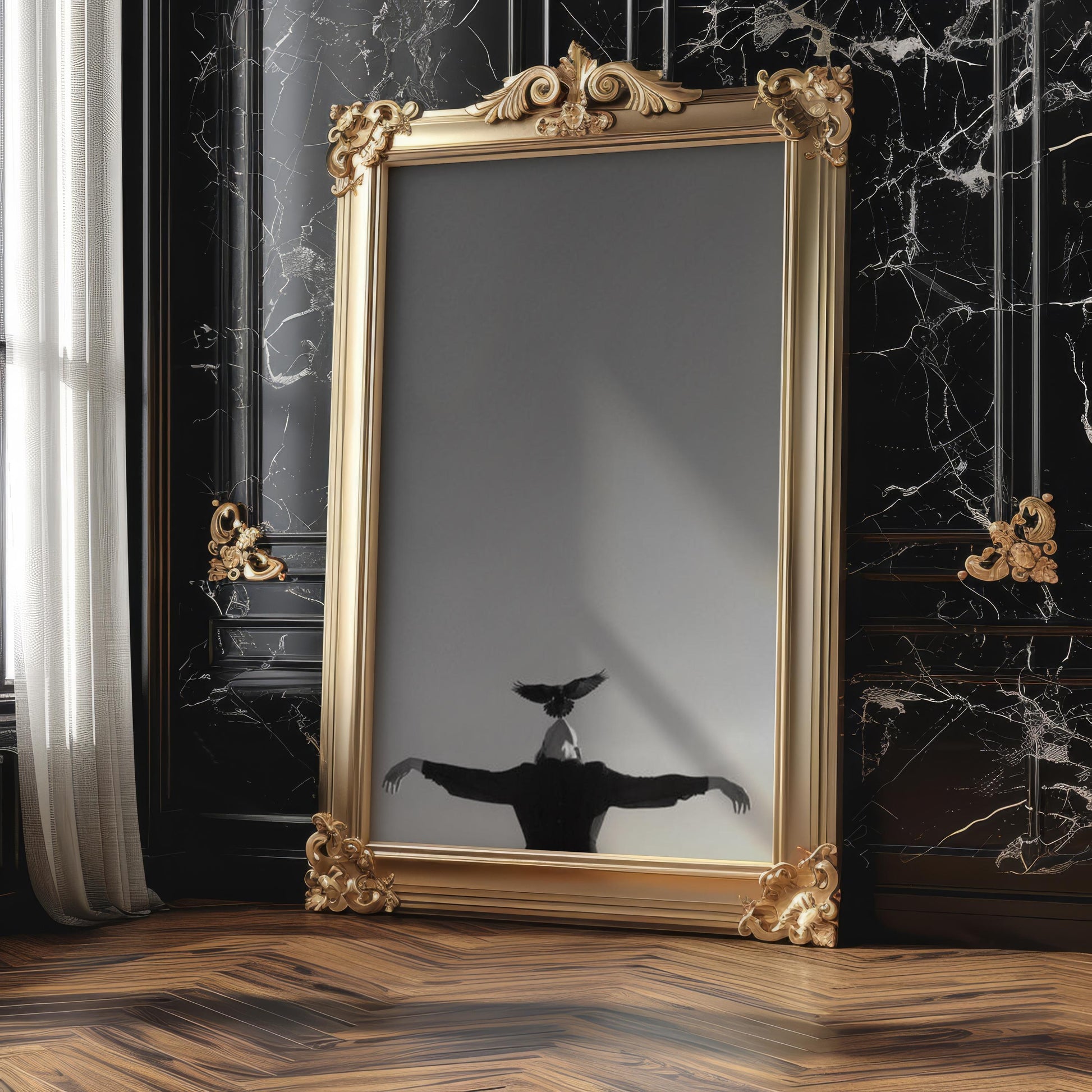 Woman with Bird Photography Print | Minimalist Black and White Wall Art wall art print, minimalist black and white poster, modern Scandinavian wall decor, Monohaus