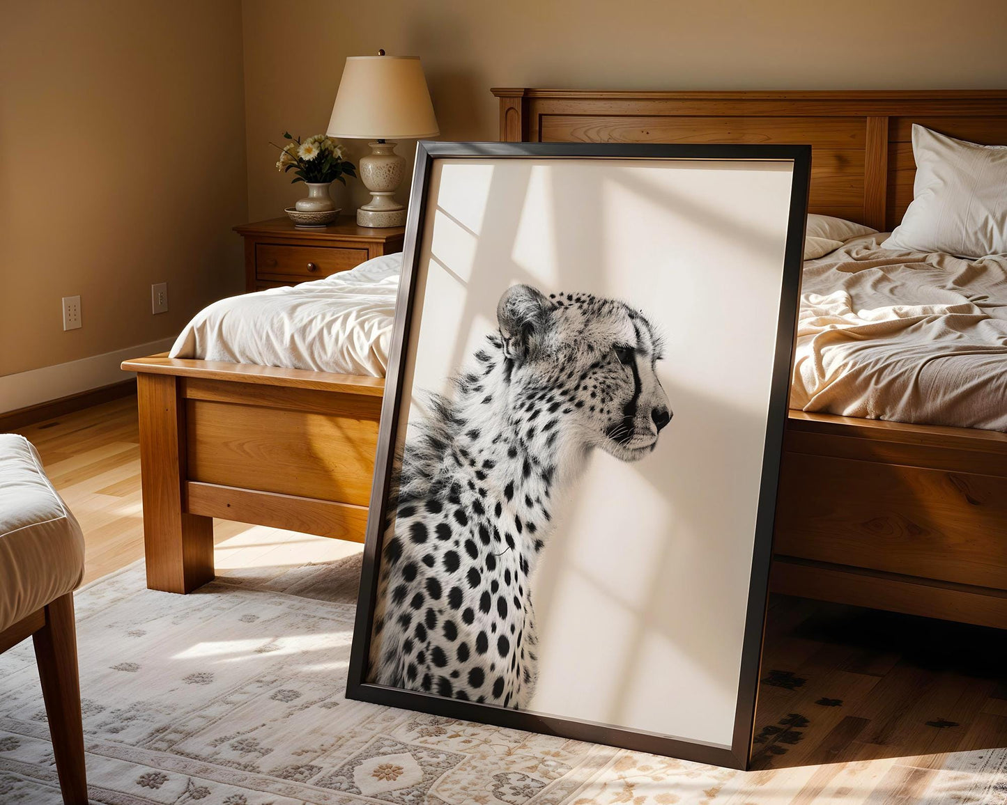 Wildlife Poster | Cheetah Profile Print | Black & White Fine Art Photography wall art print, minimalist black and white poster, modern Scandinavian wall decor, Monohaus