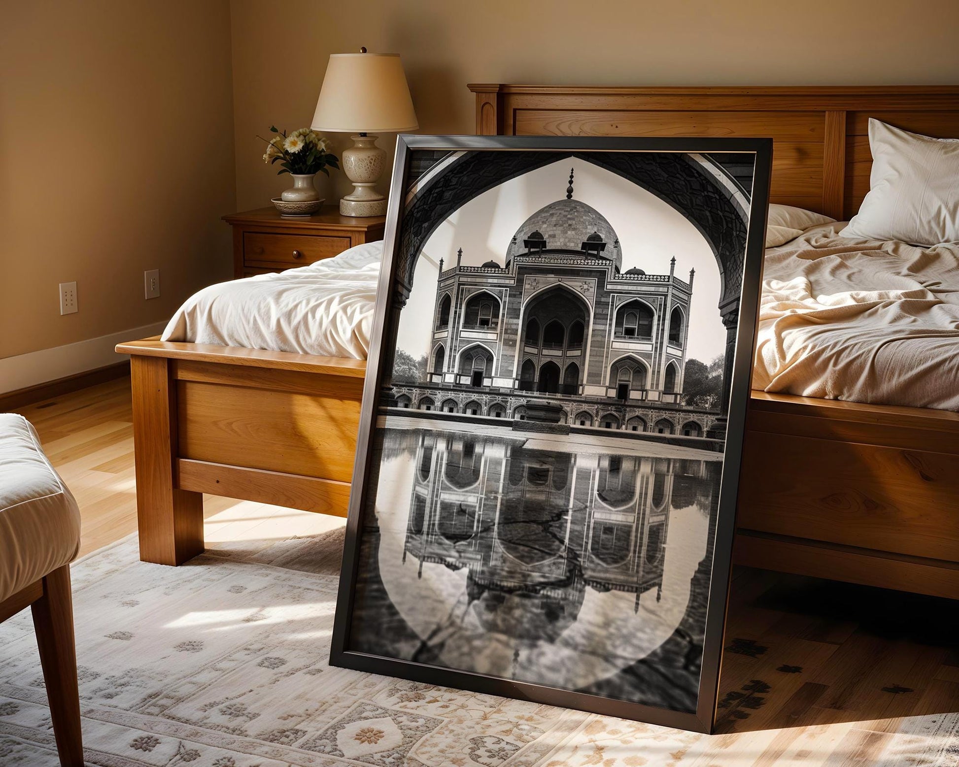 World Landmark | Humayun's Tomb Black and White Architecture Print | Indian Monument Wall Art wall art print, black and white architectural poster, minimalist modern Scandinavian wall decor, Monohaus