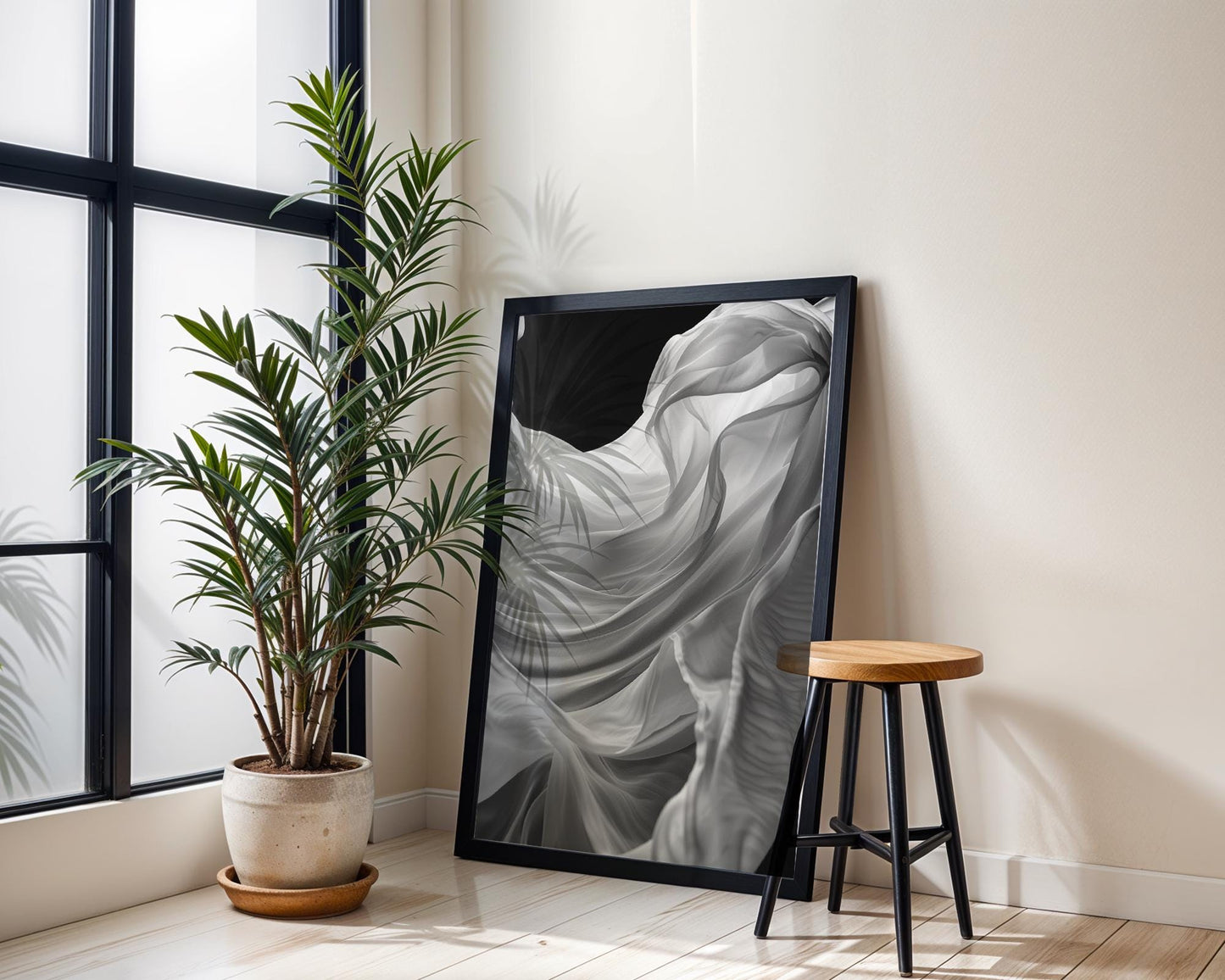 Minimal Wall Art Abstract Fabric Waves Art Print | Minimalist Scandi Decor abstract wall art print, geometric minimalist poster, modern Scandinavian decor, Monohaus