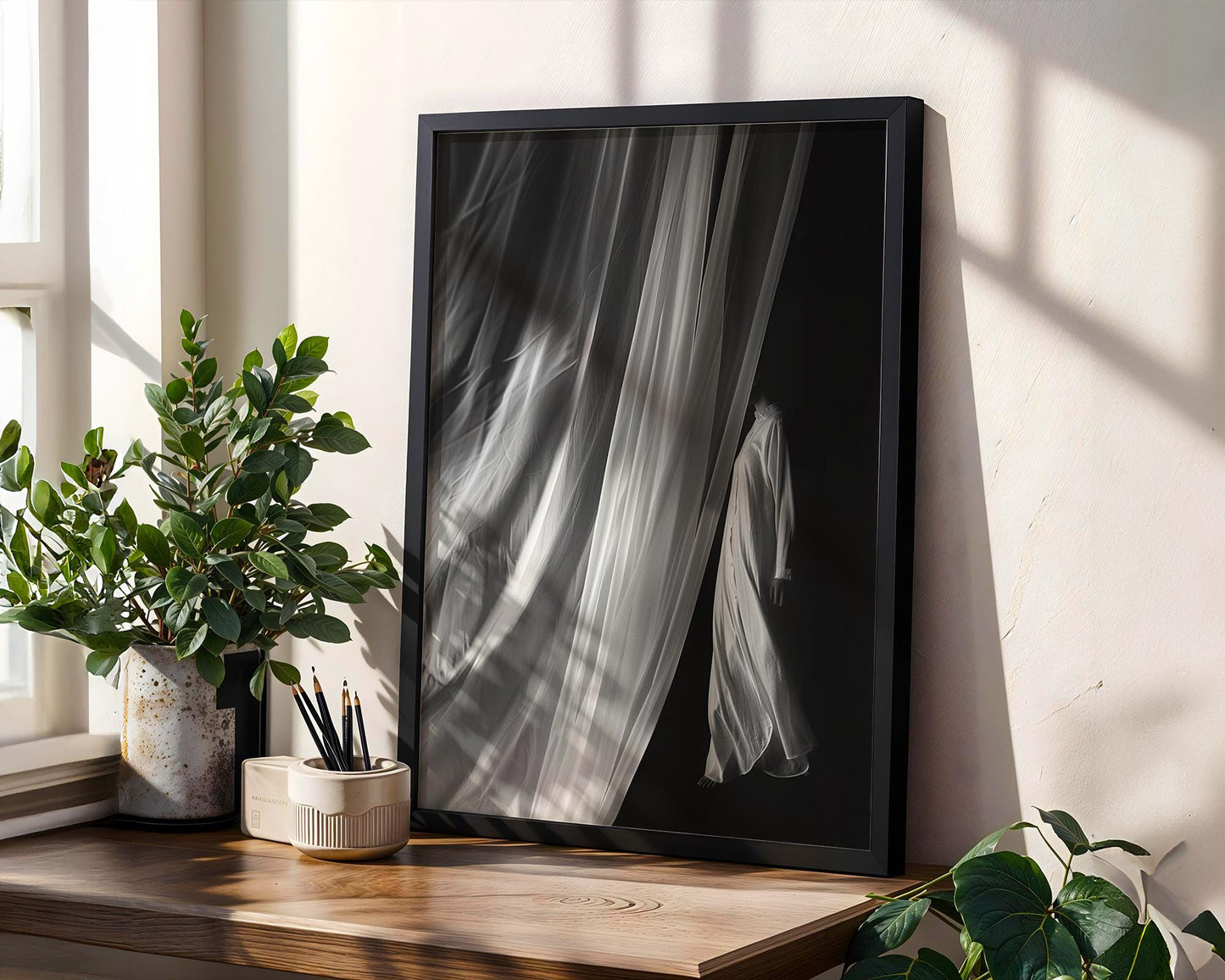 Minimal Wall Art Abstract Fabric Drape Print | Black & White Minimalist Photography abstract wall art print, geometric minimalist poster, modern Scandinavian decor, Monohaus