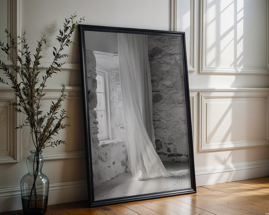 Stone Window Photography Print | Rustic Black and White Wall Art wall art print, minimalist black and white poster, modern Scandinavian wall decor, Monohaus