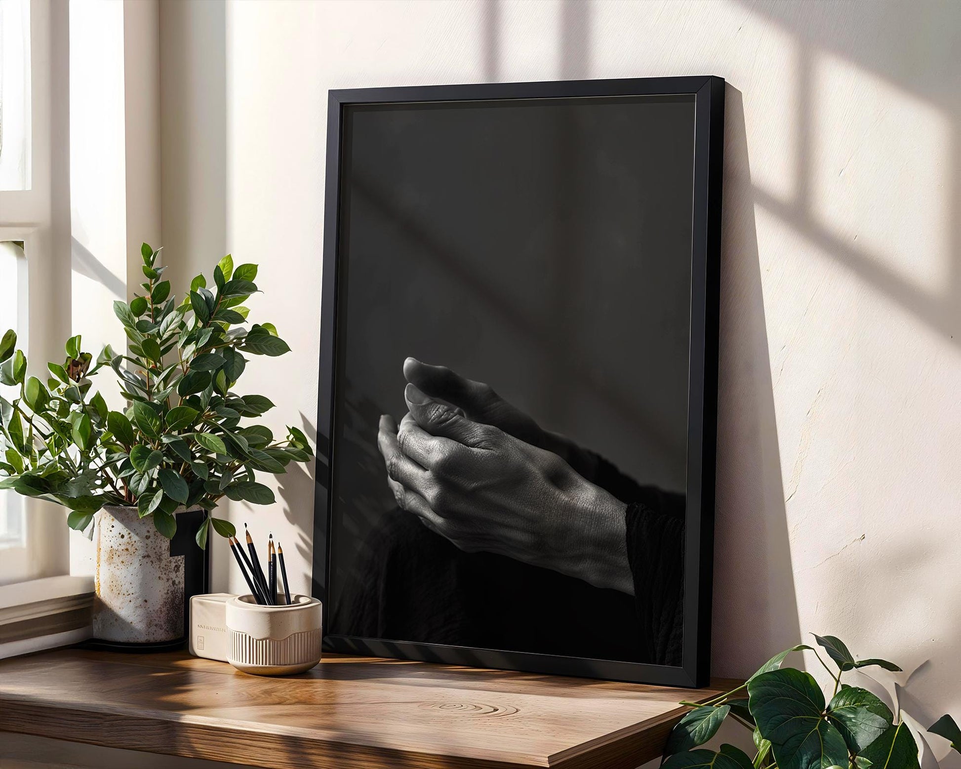 Moody Hands Print | B&W Abstract Human Form Wall Art abstract wall art print, geometric minimalist poster, modern Scandinavian decor, Monohaus