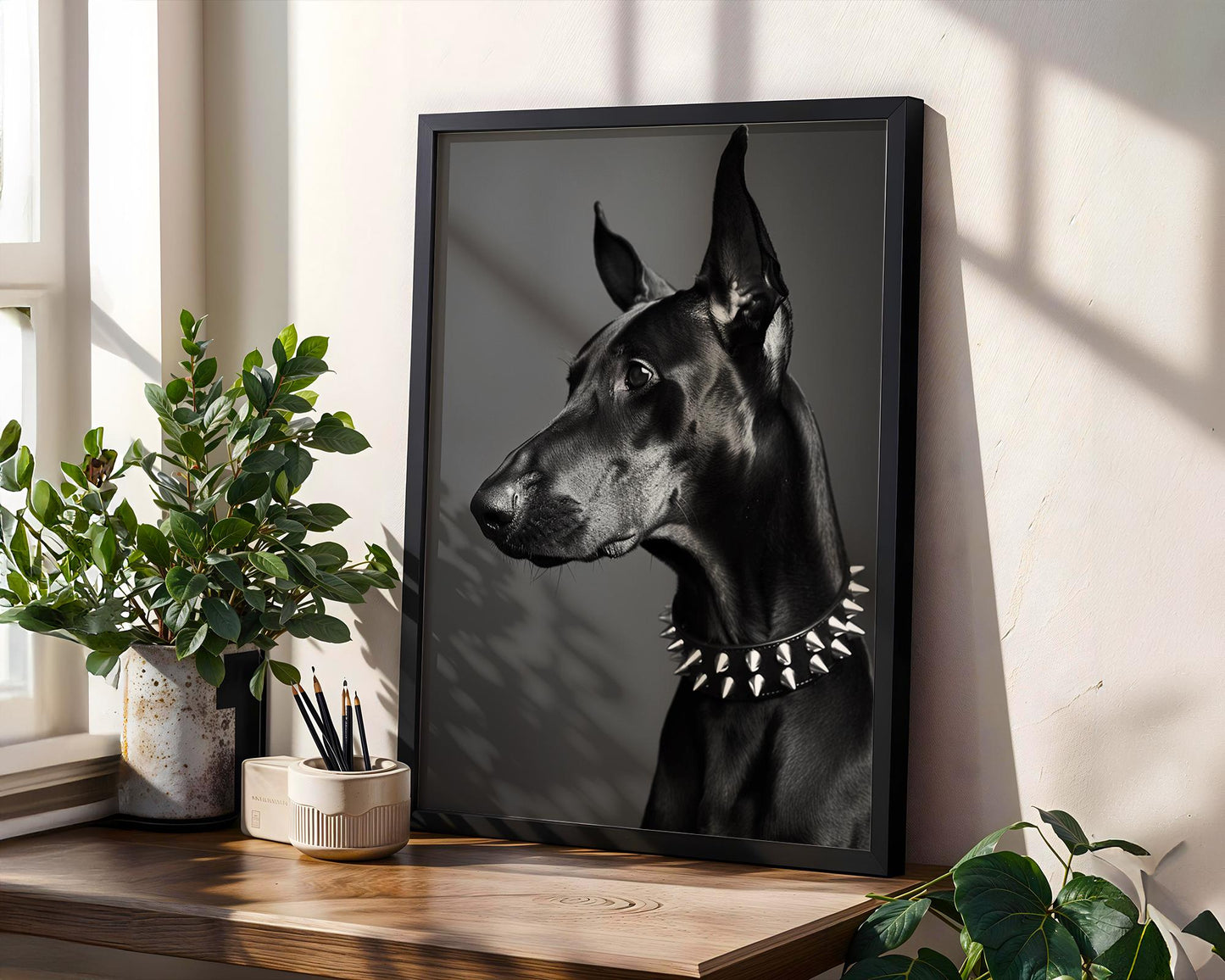 Dog Photography Doberman Print | Pet Portrait | Modern Home Decor wall art print, minimalist black and white poster, modern Scandinavian wall decor, Monohaus