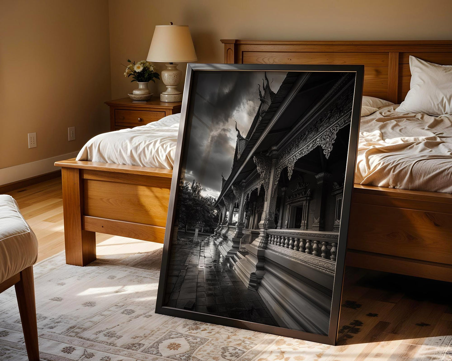 World Landmark | Bangkok Temple Black and White Photography Print | Thai Architecture Wall Art wall art print, black and white architectural poster, minimalist modern Scandinavian wall decor, Monohaus