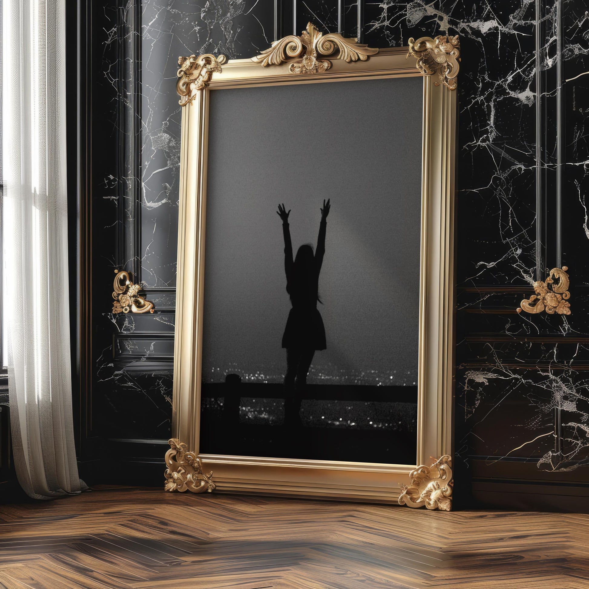 Woman Silhouette City View Art Print | Minimalist Modern Wall Decor wall art print, black and white architectural poster, minimalist modern Scandinavian wall decor, Monohaus