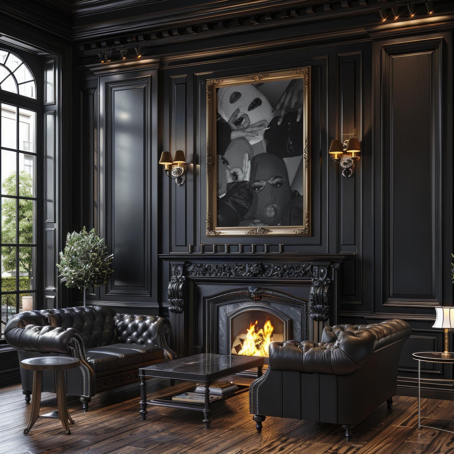 Designer Wall Art | Balaclava Girls Print | Edgy Black and White Fashion Poster wall art print, minimalist black and white poster, modern Scandinavian wall decor, Monohaus