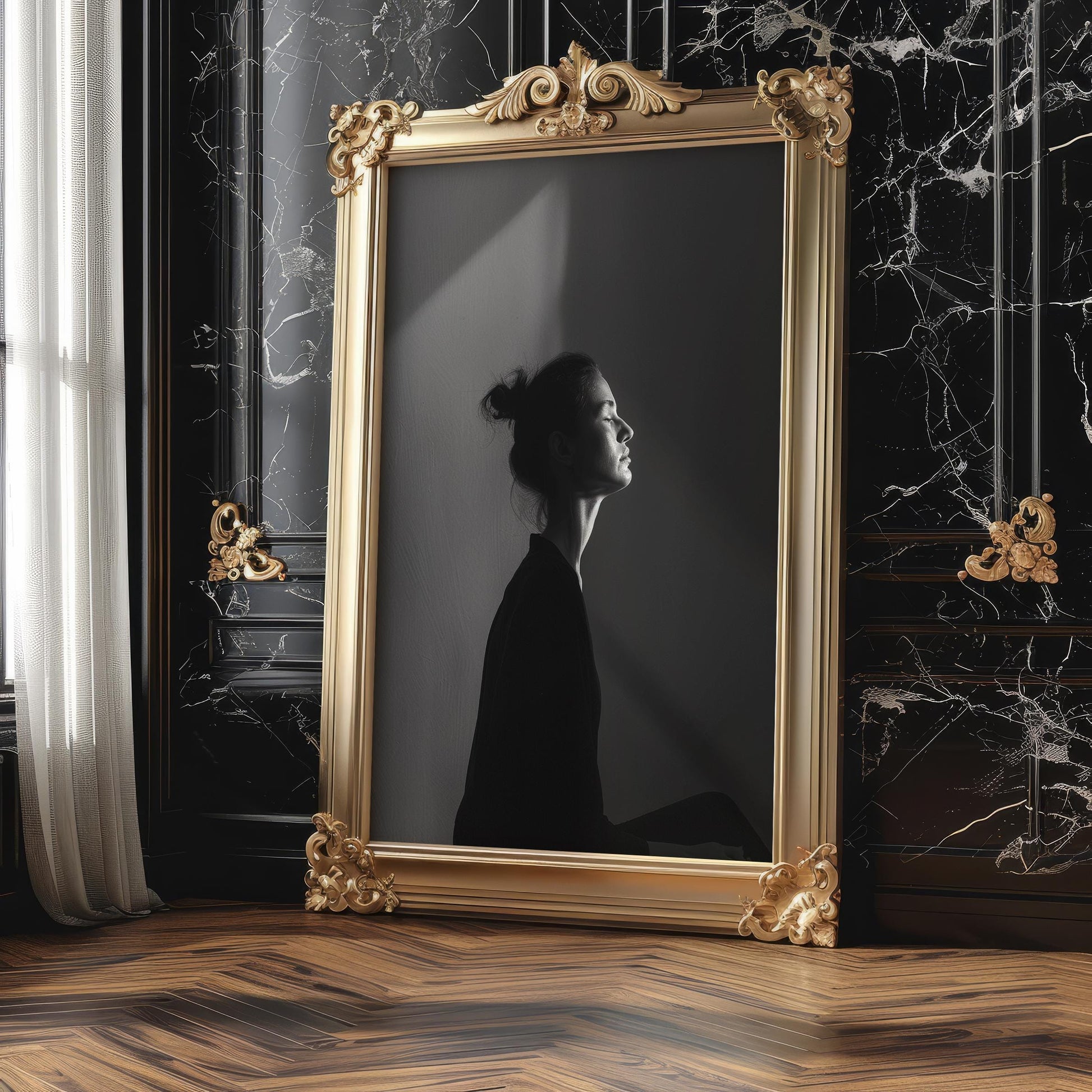 Minimal Wall Art Striking Woman Profile Print Black & White Photography wall art print, minimalist black and white poster, modern Scandinavian wall decor, Monohaus