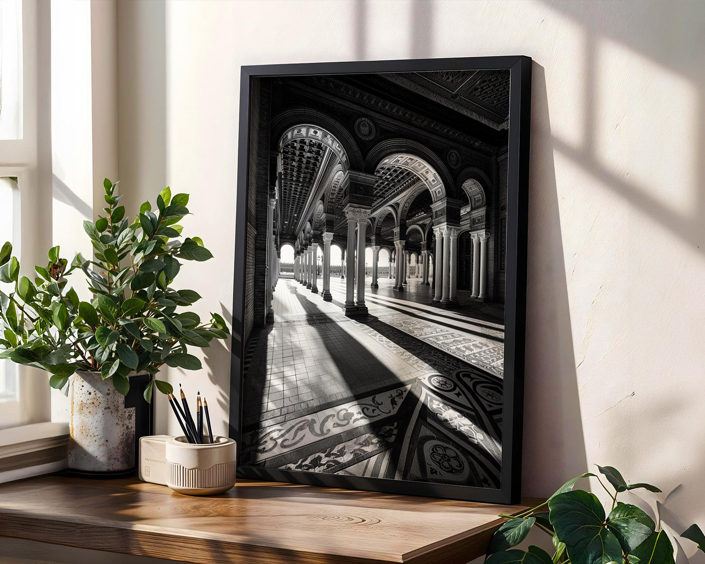 World Landmark | Plaza de España Seville Print | Black and White Spanish Architecture Photography