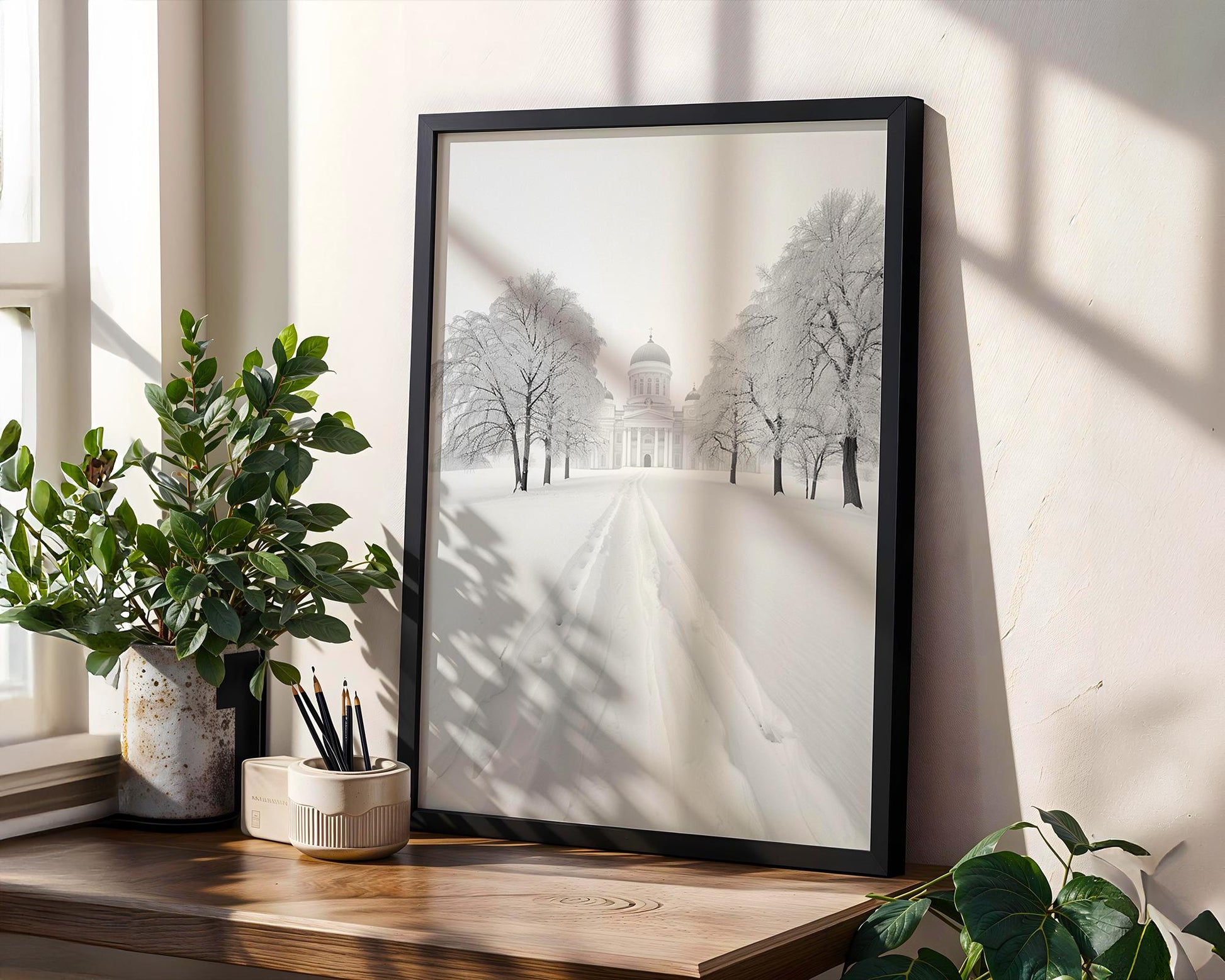 World Landmark | Helsinki Cathedral Winter Photography Print | Minimalist Nordic Art wall art print, minimalist black and white poster, modern Scandinavian wall decor, Monohaus
