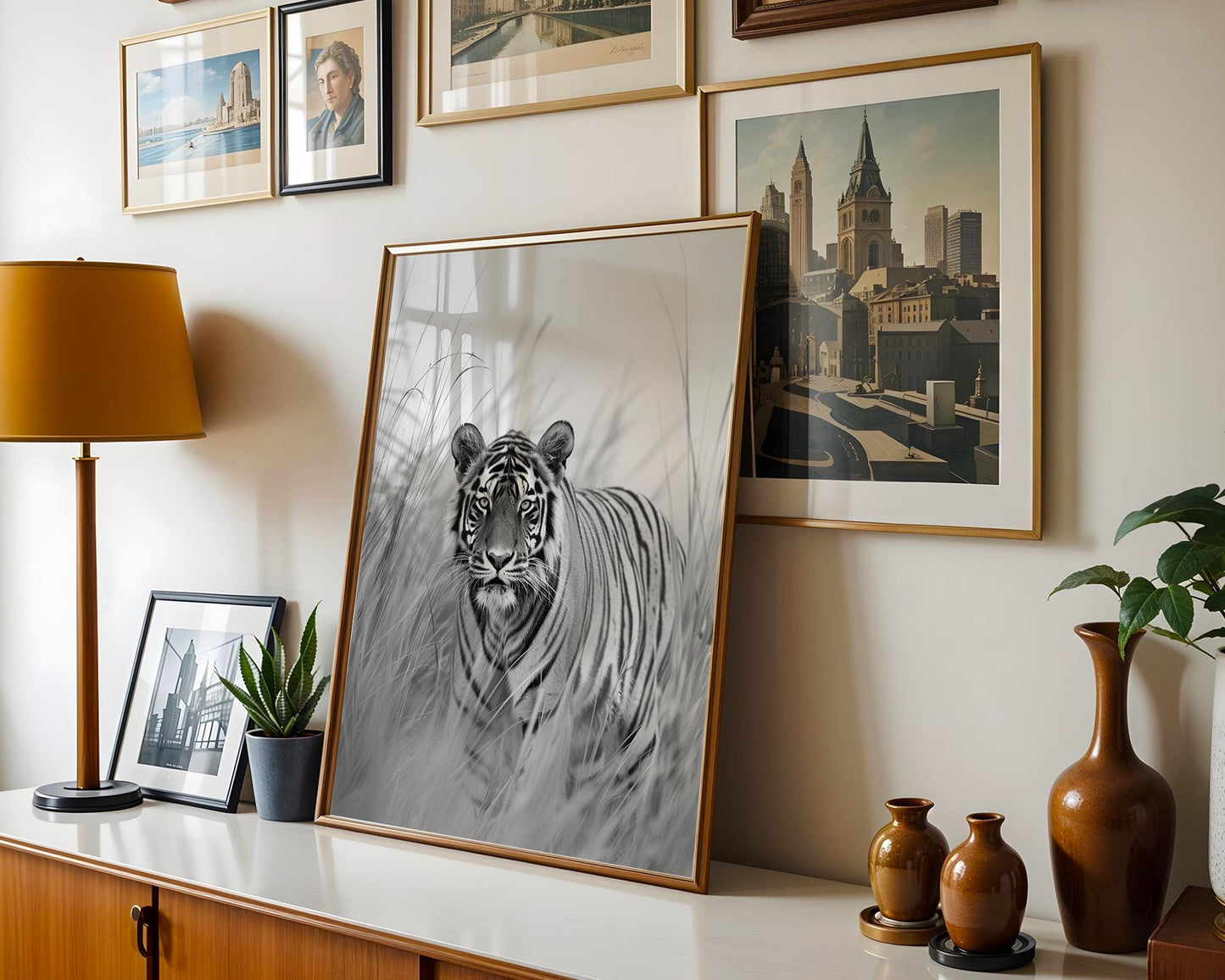 Wildlife Poster | Tiger Photography Print • Black & White Safari  Art wall art print, minimalist black and white poster, modern Scandinavian wall decor, Monohaus