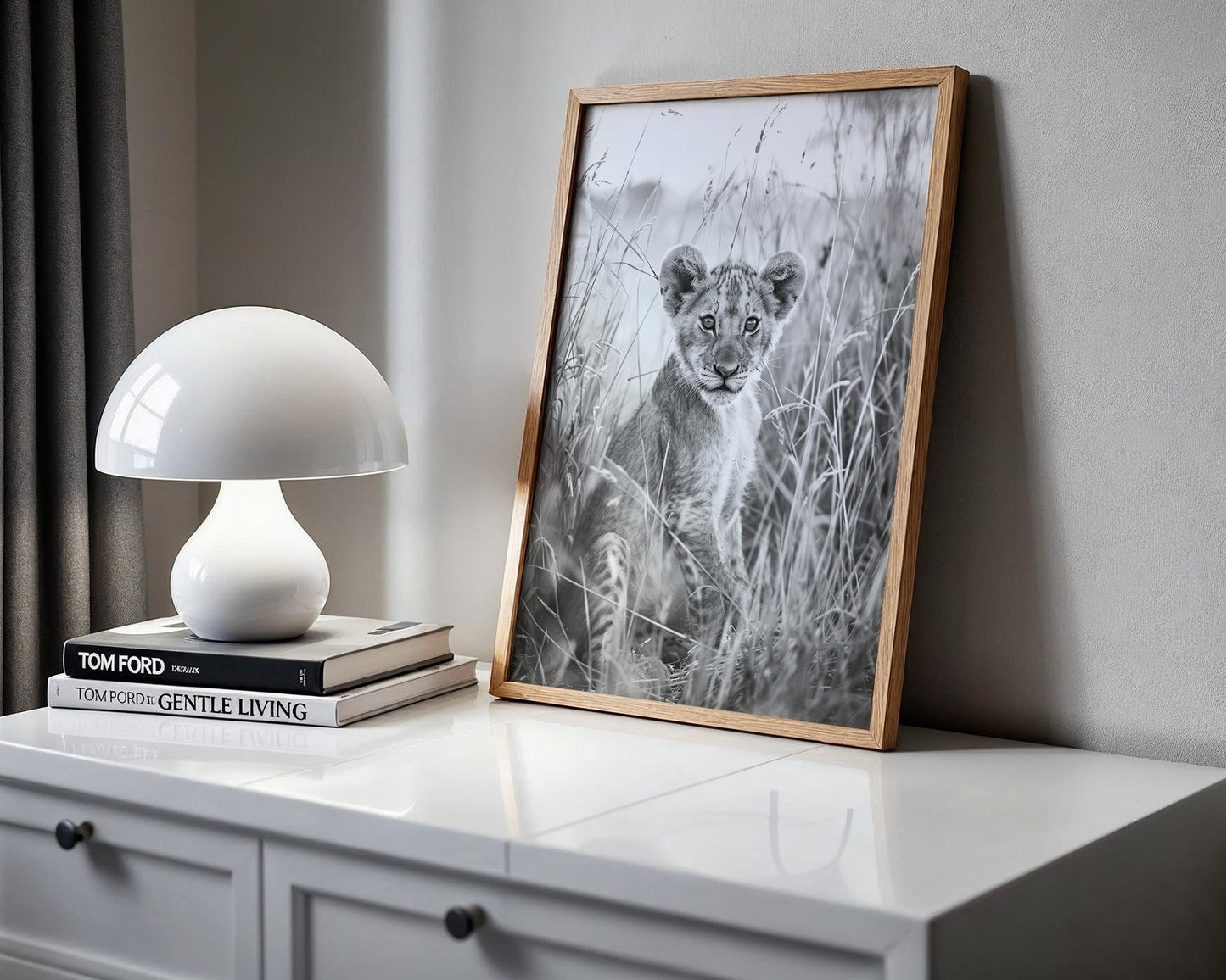 Wildlife Poster | Lion Cub Print | Black & White Safari Photography Wall Art wall art print, minimalist black and white poster, modern Scandinavian wall decor, Monohaus