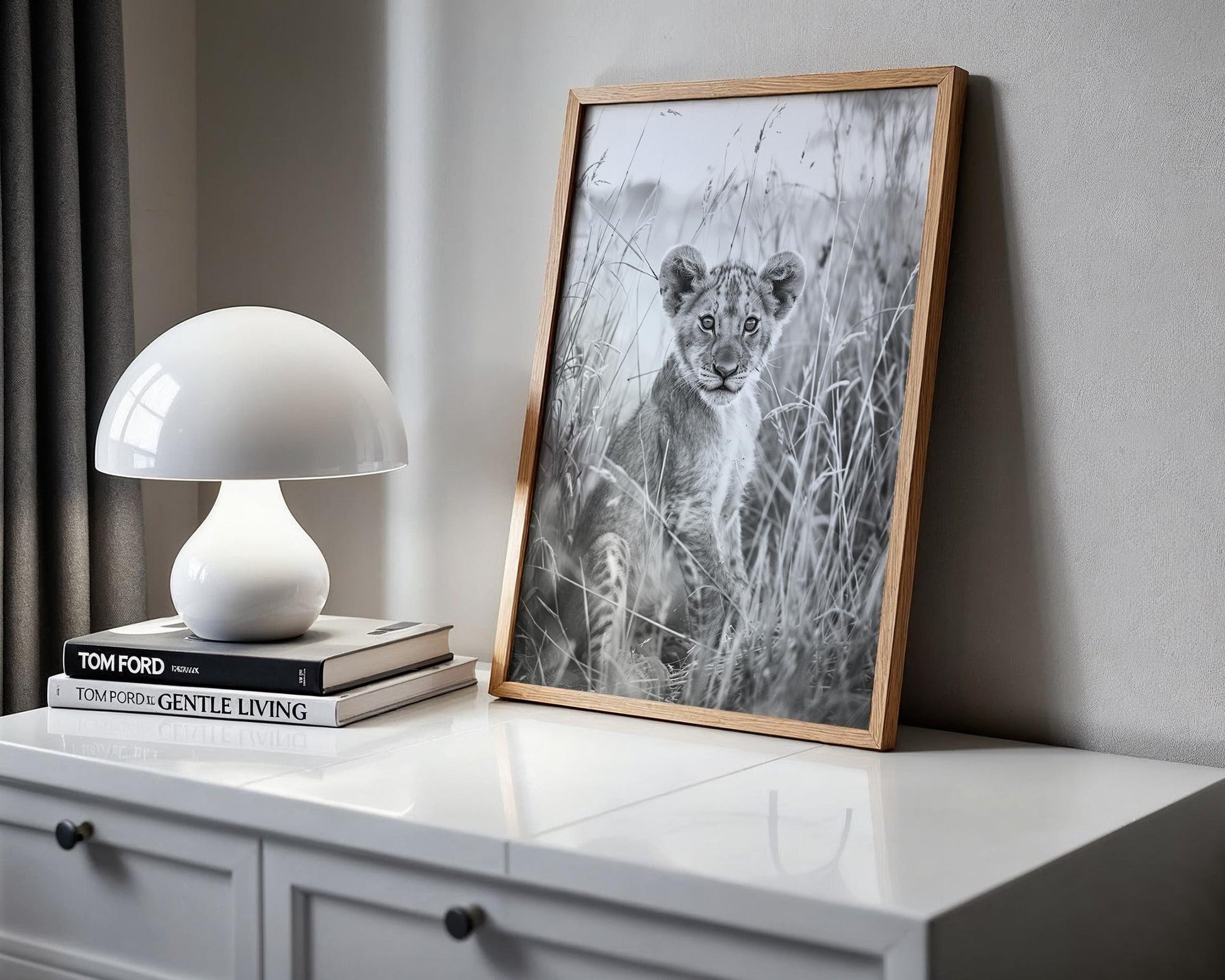 Wildlife Poster | Lion Cub Print | Black & White Safari Photography Wall Art wall art print, minimalist black and white poster, modern Scandinavian wall decor, Monohaus