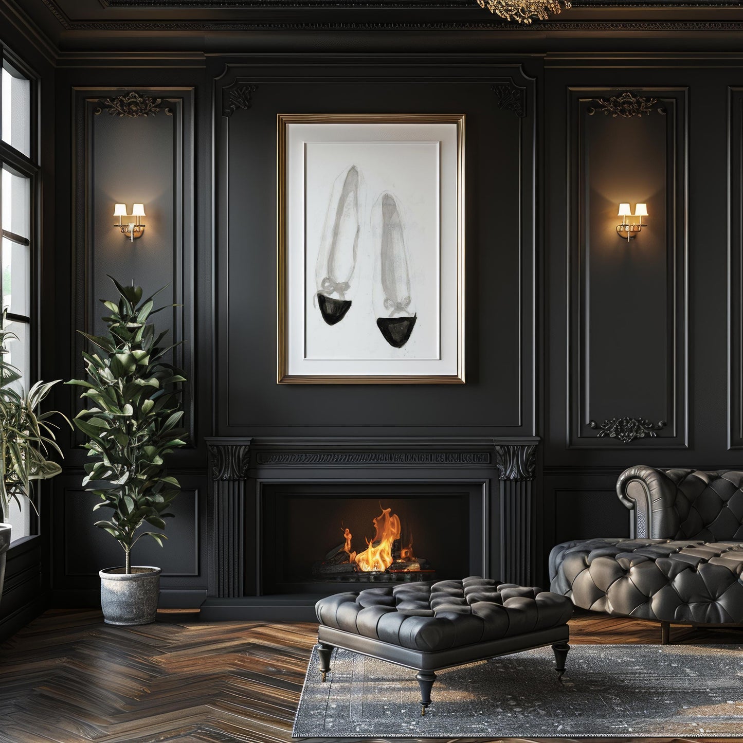 Designer Wall Art | Ballet Flats Watercolor Art Print | Minimalist Shoe Poster wall art print, minimalist black and white poster, modern Scandinavian wall decor, Monohaus