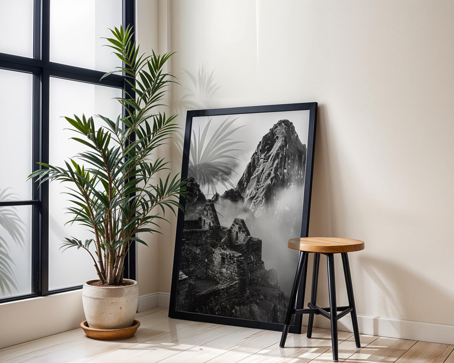 World Landmark | Machu Picchu Print | Black and White Peru Mountain Photography wall art print, minimalist black and white poster, modern Scandinavian wall decor, Monohaus