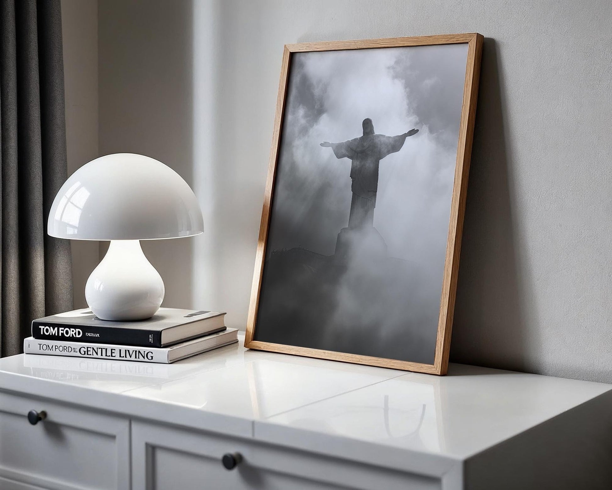 World Landmark | Christ the Redeemer Print | Black and White Rio de Janeiro Photography wall art print, minimalist black and white poster, modern Scandinavian wall decor, Monohaus